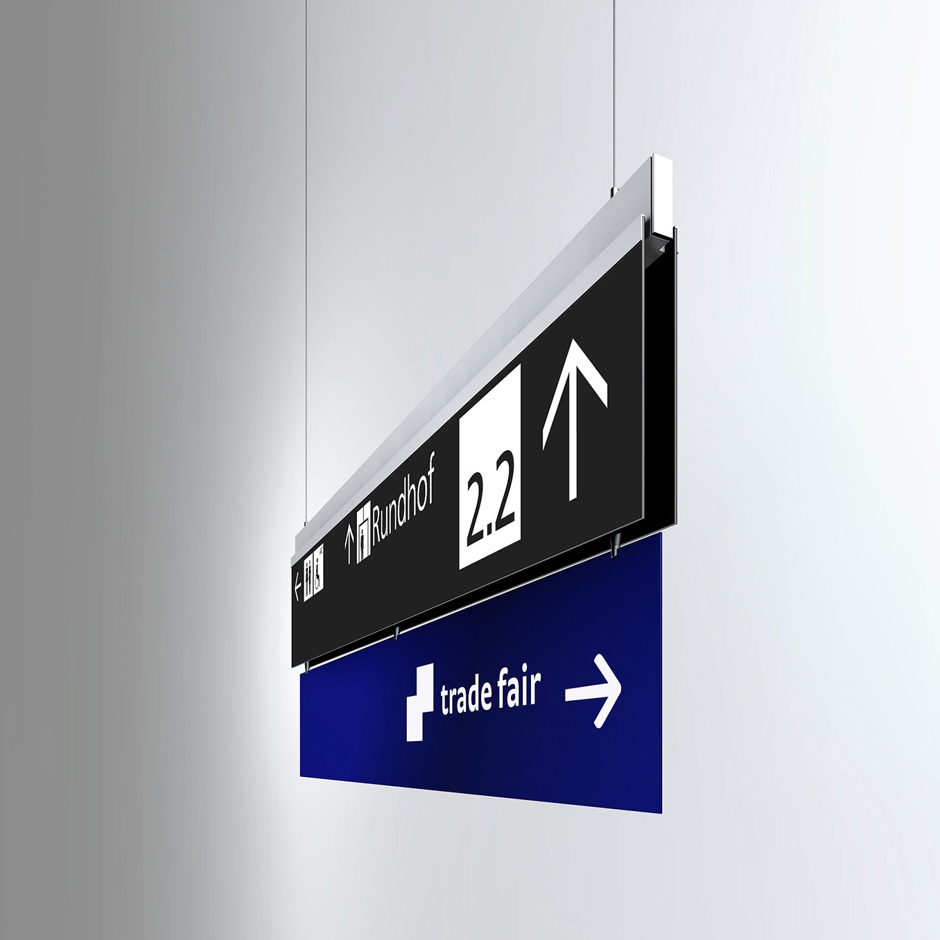 Produkt Signaletik-System Messe Basel - Deckenschild des Herstellers BURRI anzeigen