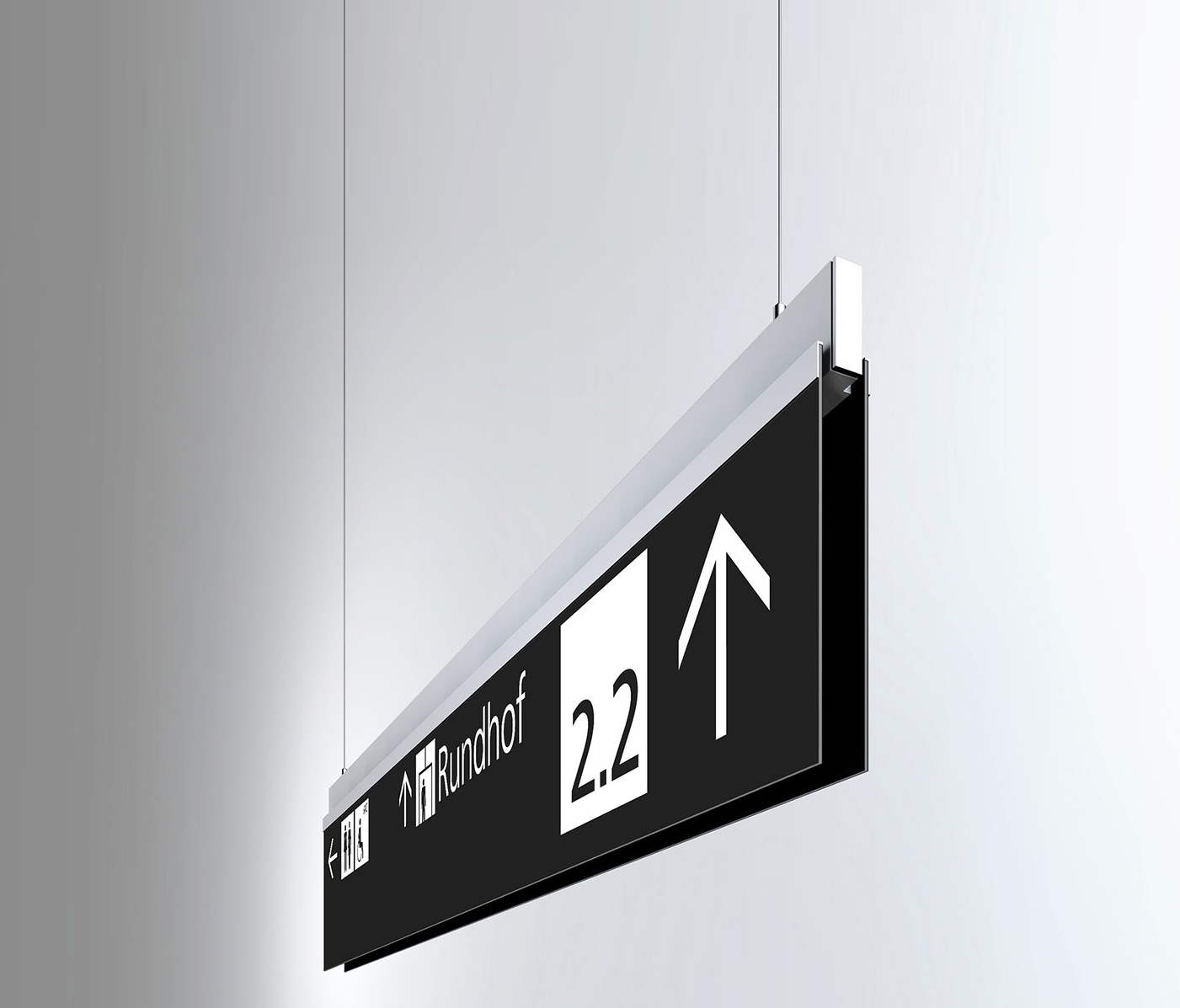 Display product Signage System Messe Basel by BURRI – Ceiling sign from manufacturer BURRI