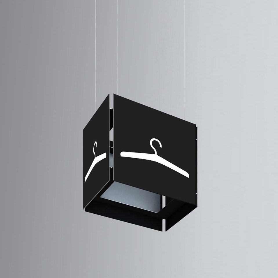 Afficher le produit Signage System Messe Basel by BURRI - Ceiling cube du fabricant BURRI