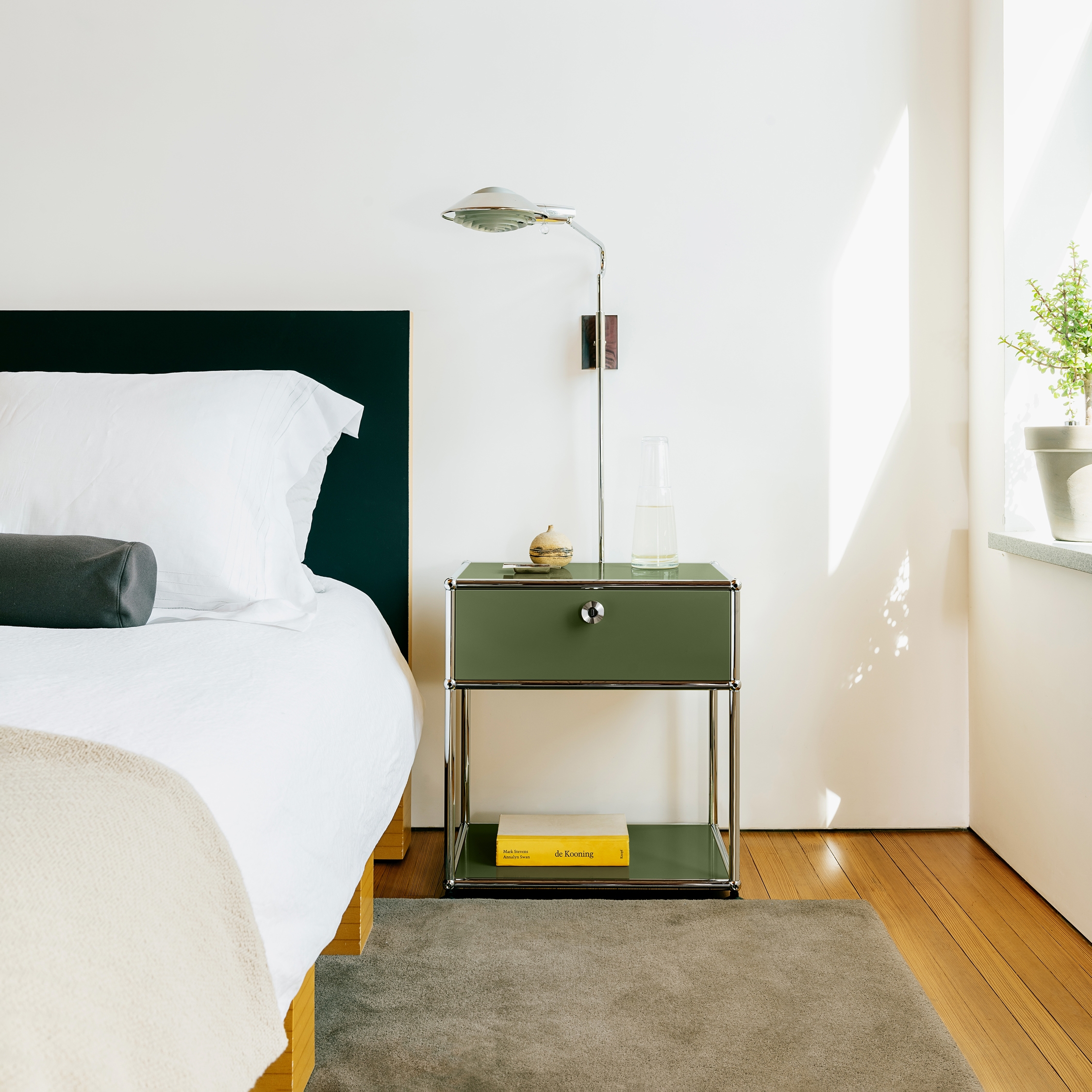 Display product USM Haller Nightstand | Olive Green from manufacturer USM