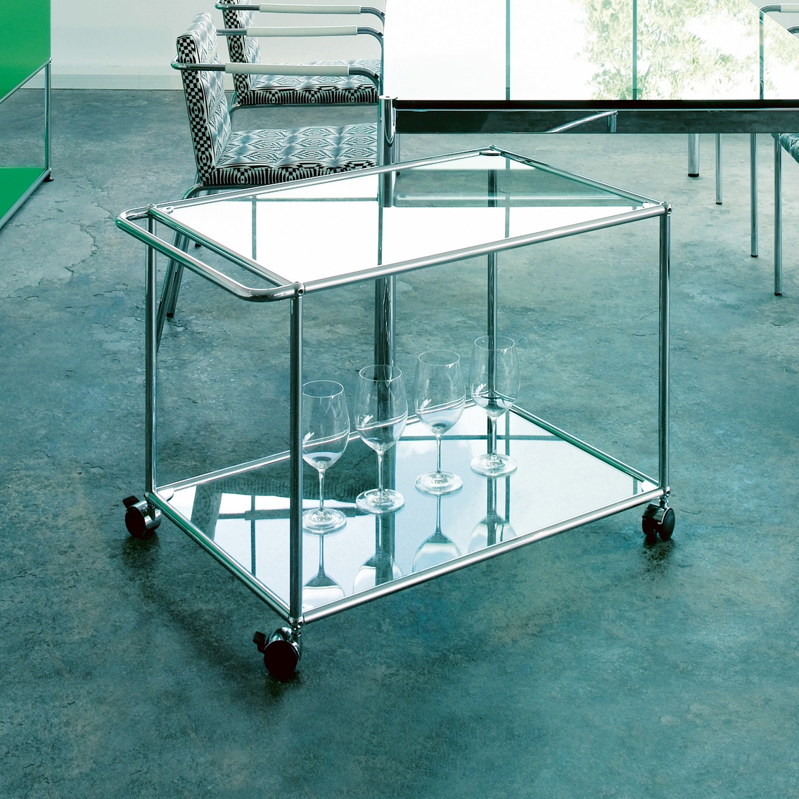 USM Haller Serving Cart | Transparent Glass