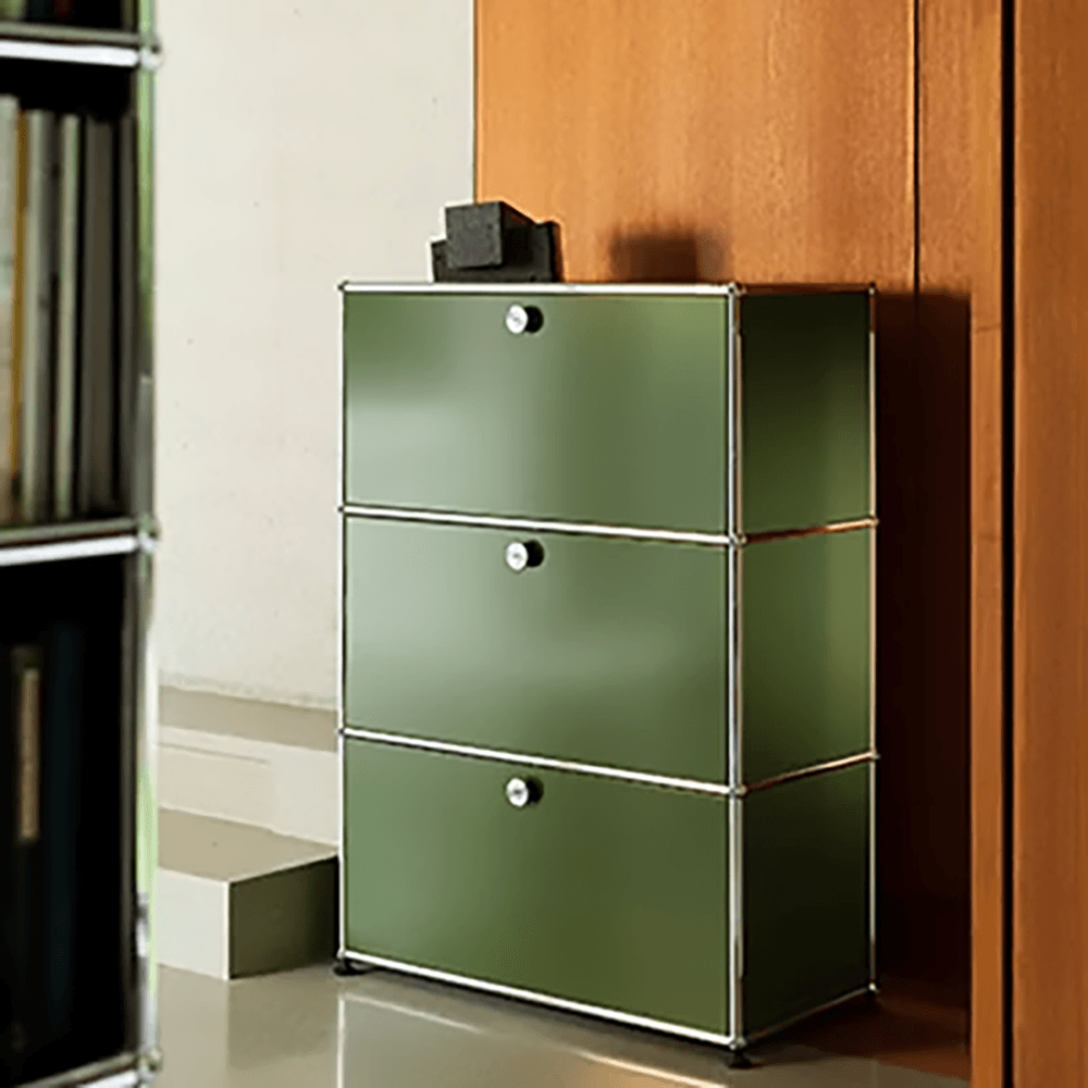 Display product USM Haller Shelving | Olive Green from manufacturer USM