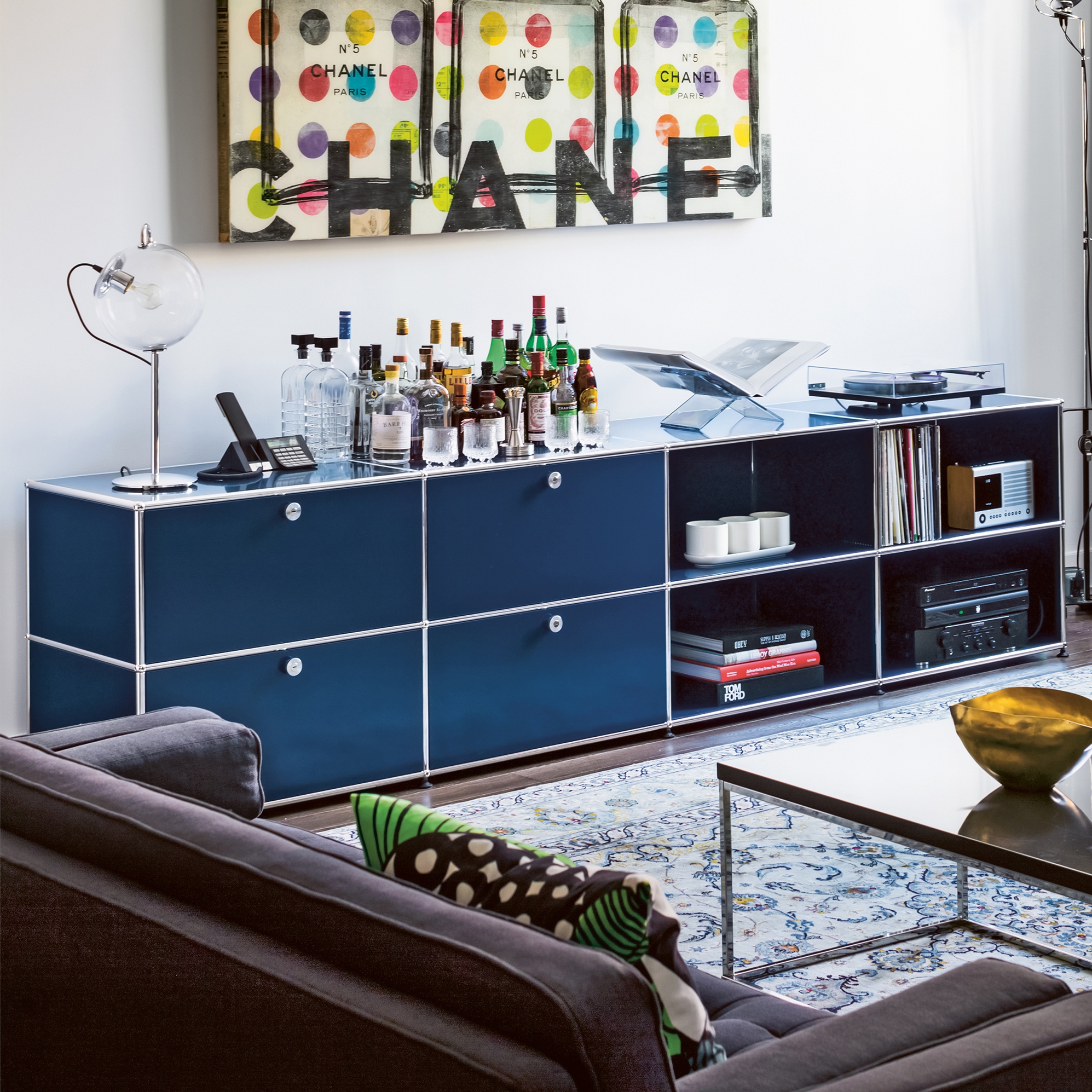 Display product USM Haller Sideboard | Steel Blue from manufacturer USM