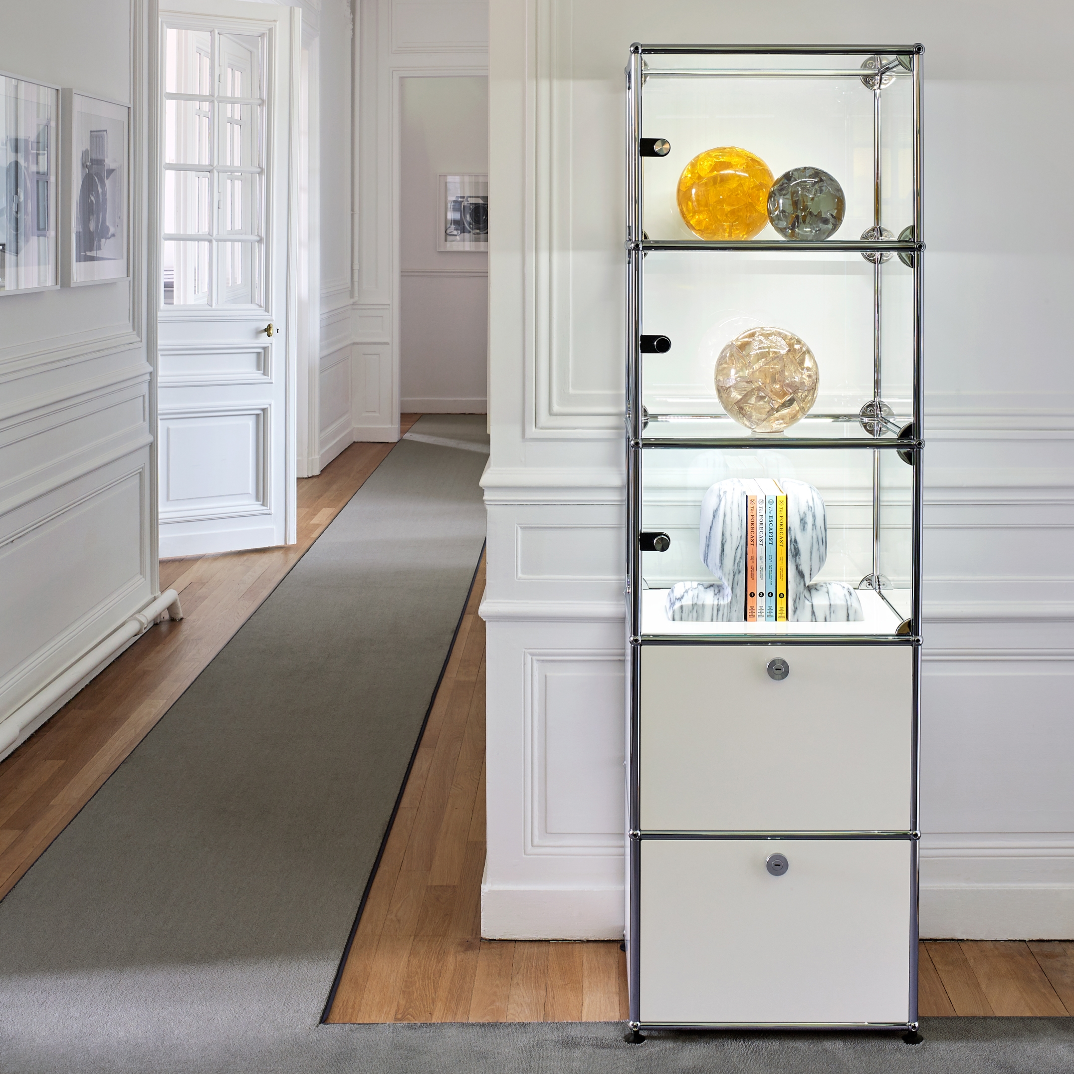 Display product USM Haller E Shelf | Pure White from manufacturer USM