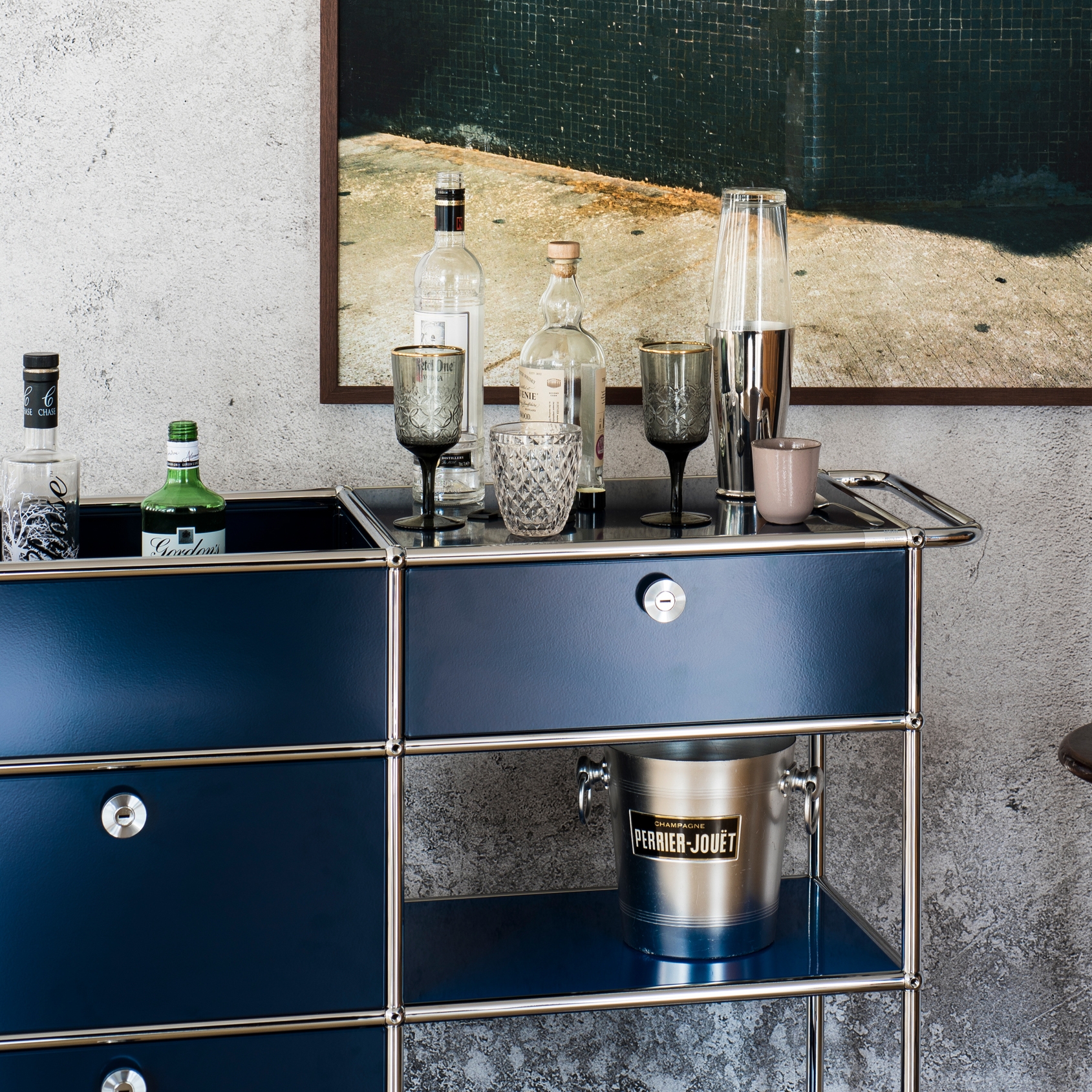 Mostra il prodotto USM Haller Serving Cart | Steel Blue del produttore USM