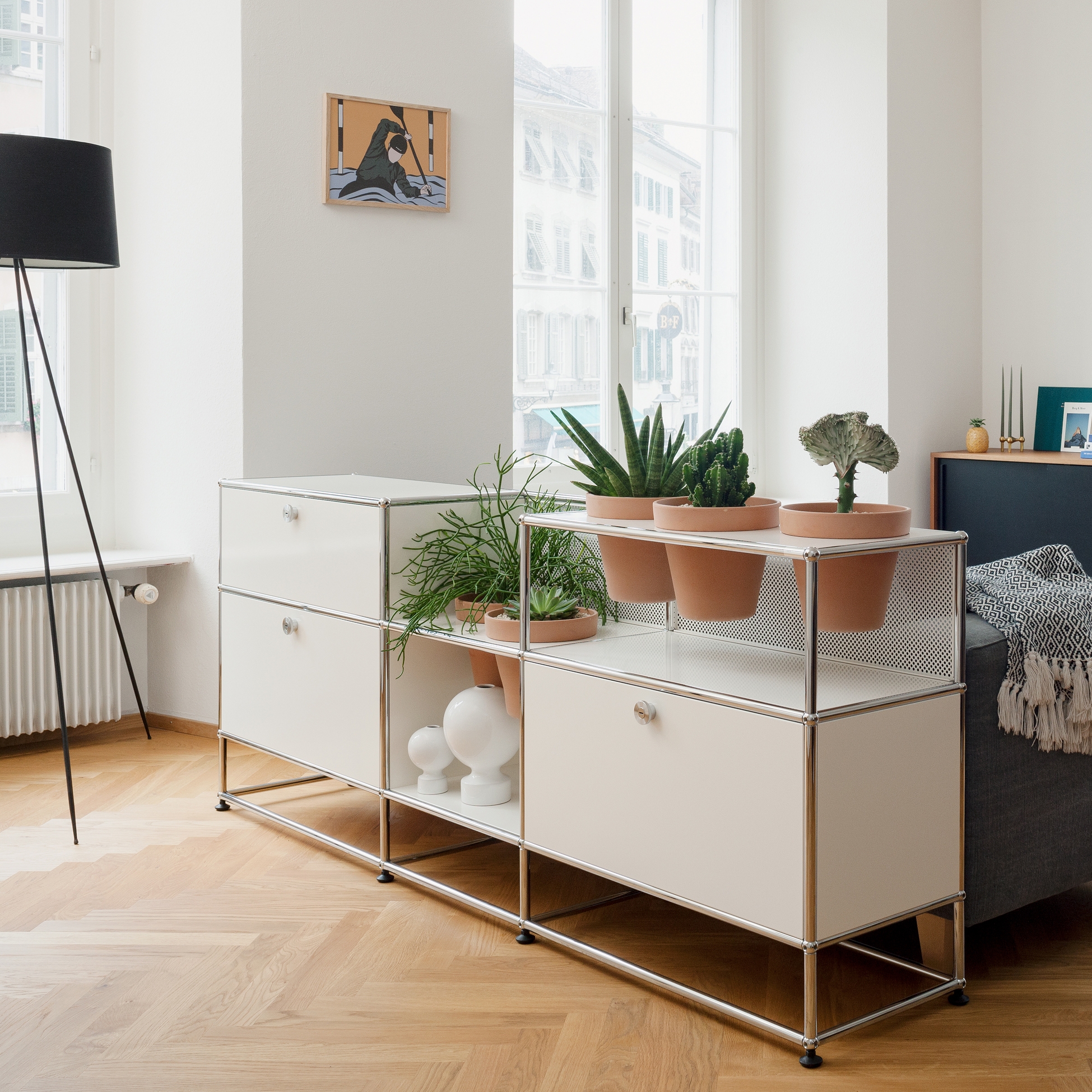 Display product USM Haller Sideboard with World of Plants | Pure White from manufacturer USM