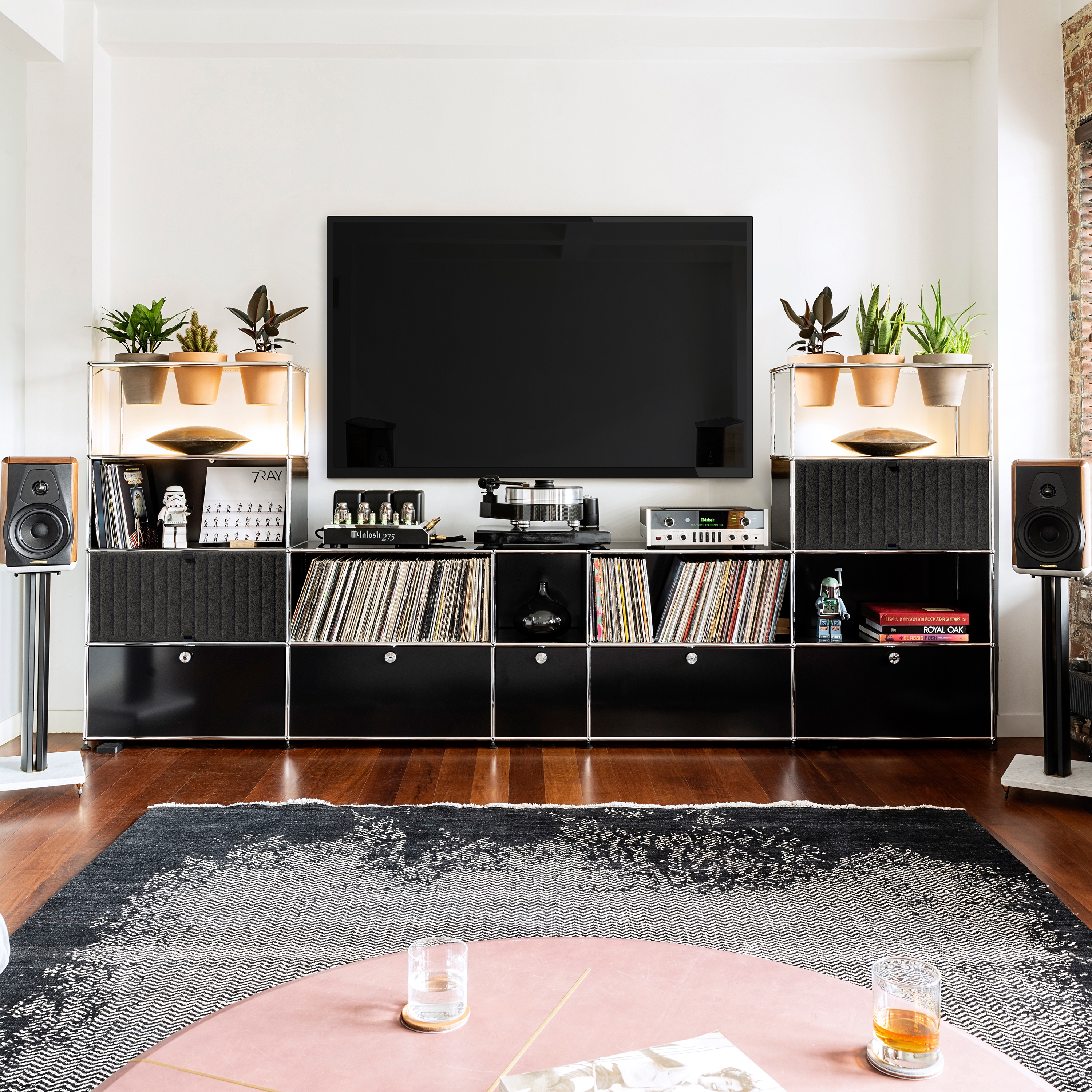 Display product USM Haller Soft Panel | Media Dark Grey vertical from manufacturer USM