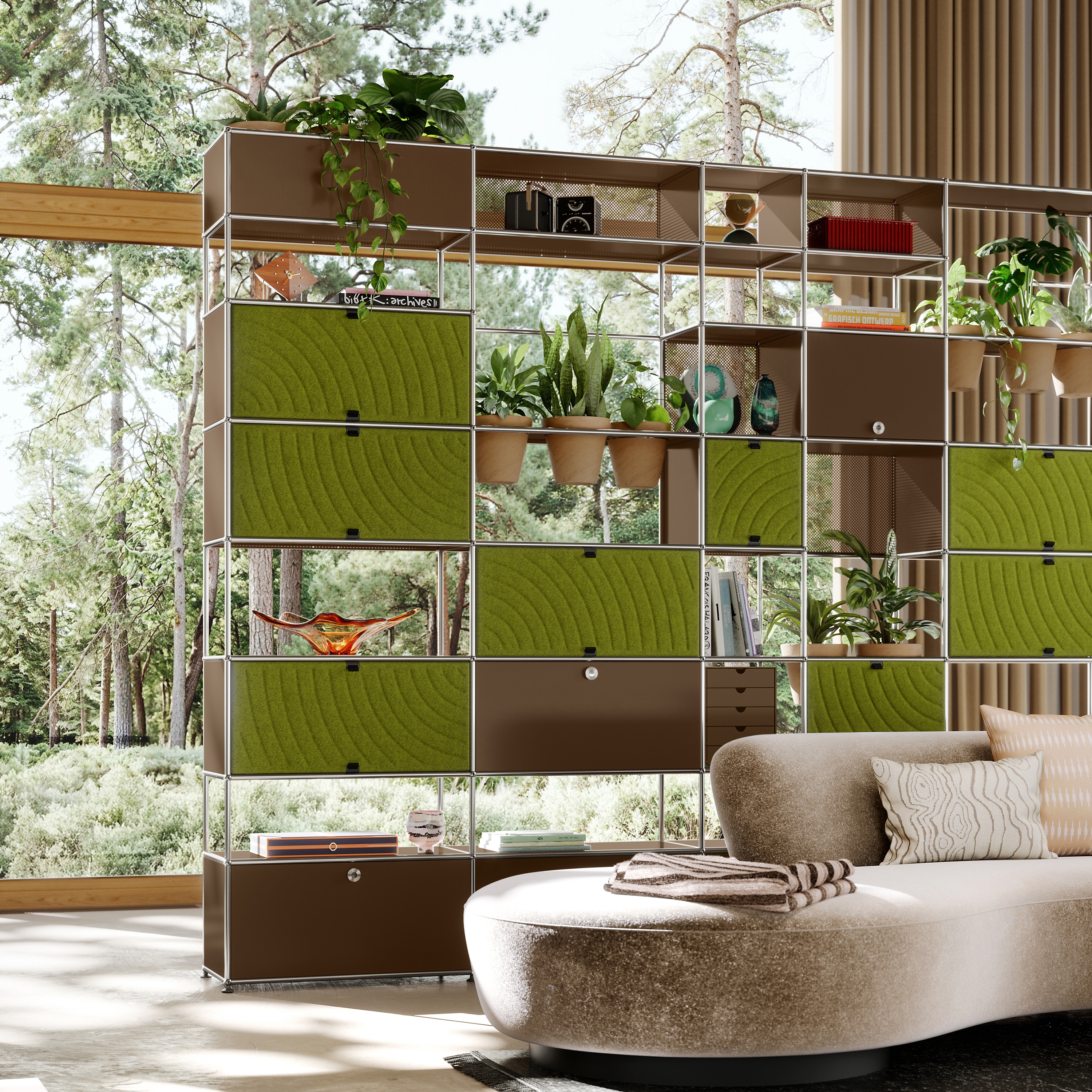 Produkt USM Haller Soft Panel | Shelving Green curved des Herstellers USM anzeigen