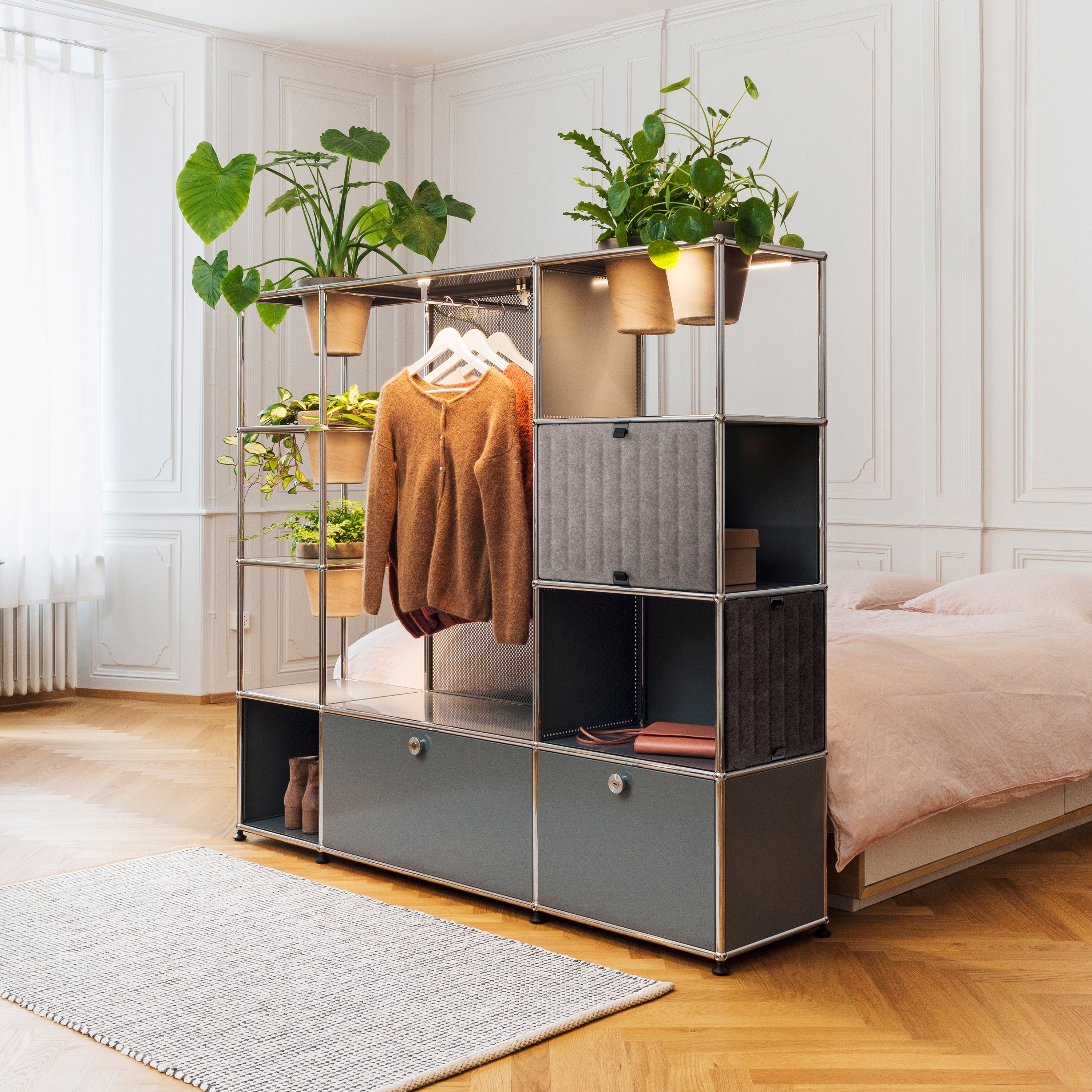 Vertoon produk USM Haller Soft Panel | Shelving Grey vertical van vervaardiger USM