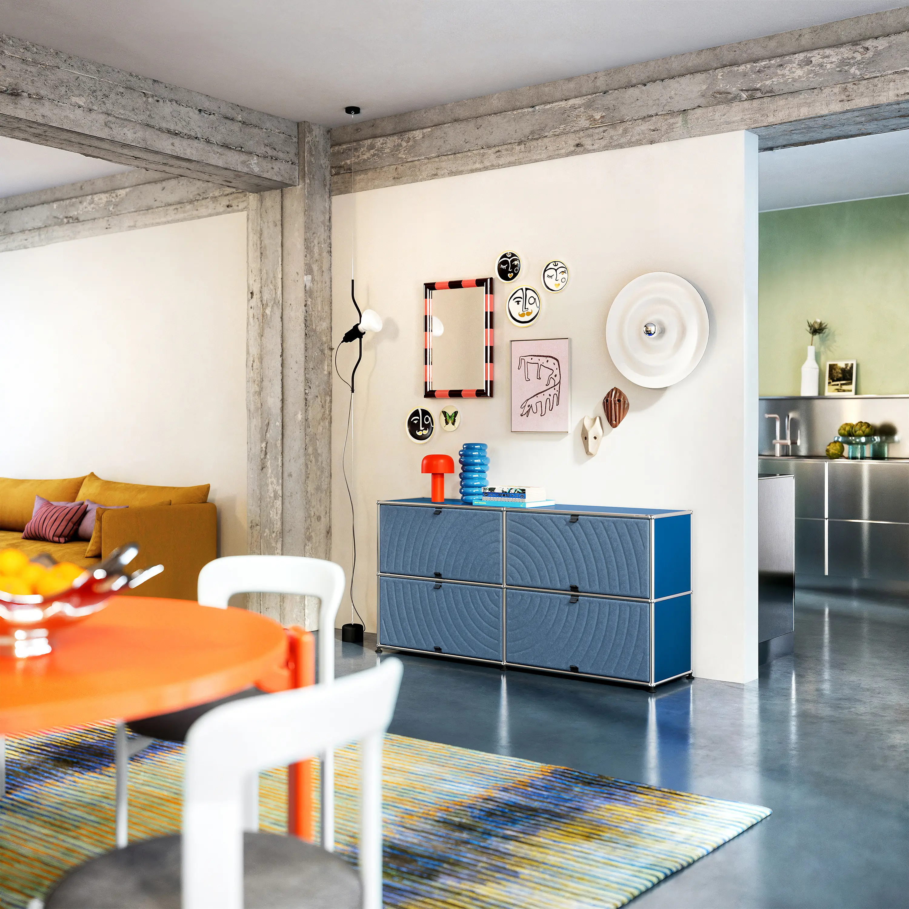 USM HALLER SOFT PANEL | SIDEBOARD BLUE CURVED - Sideboards from