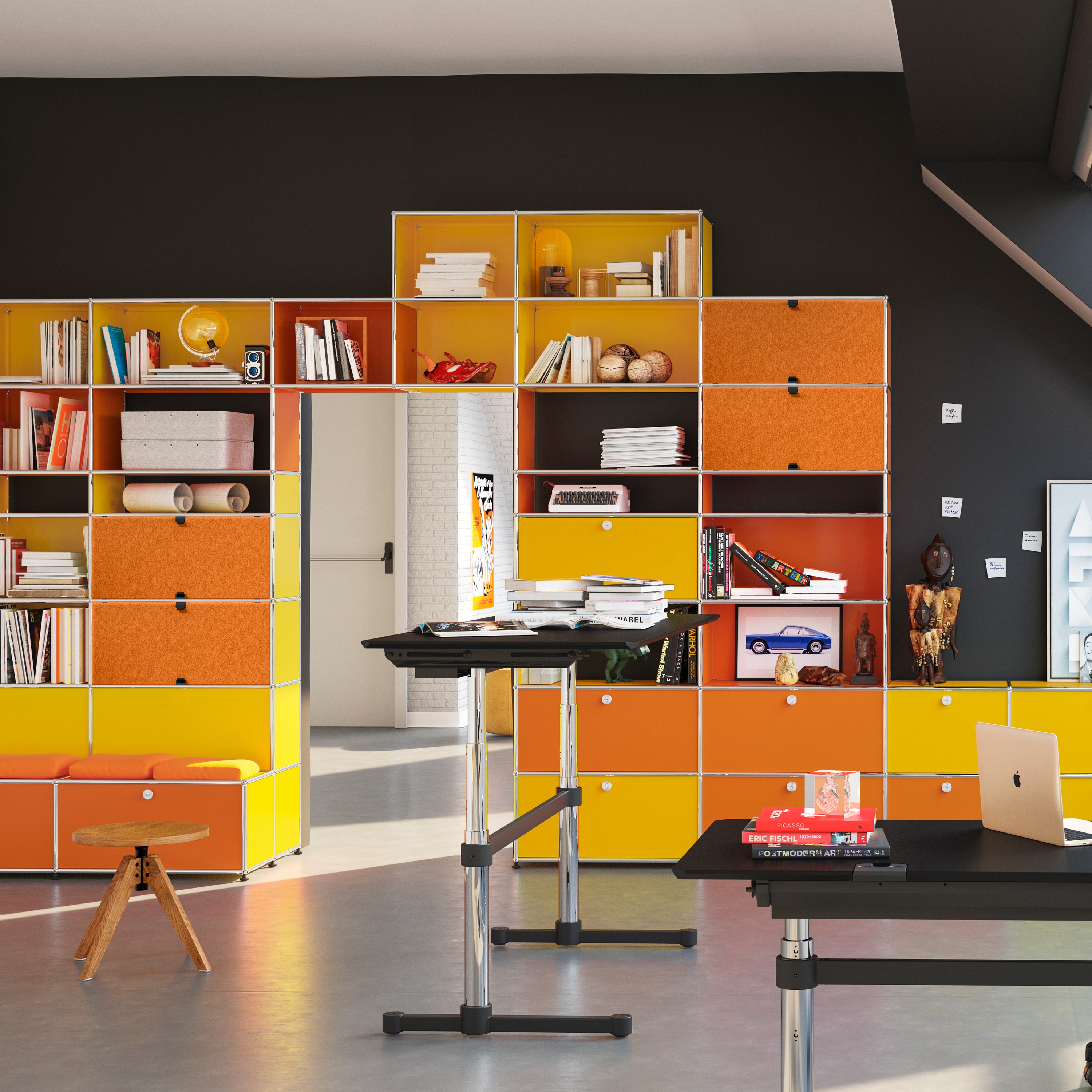 Vertoon produk USM Haller Soft Panel | Storage Orange van vervaardiger USM