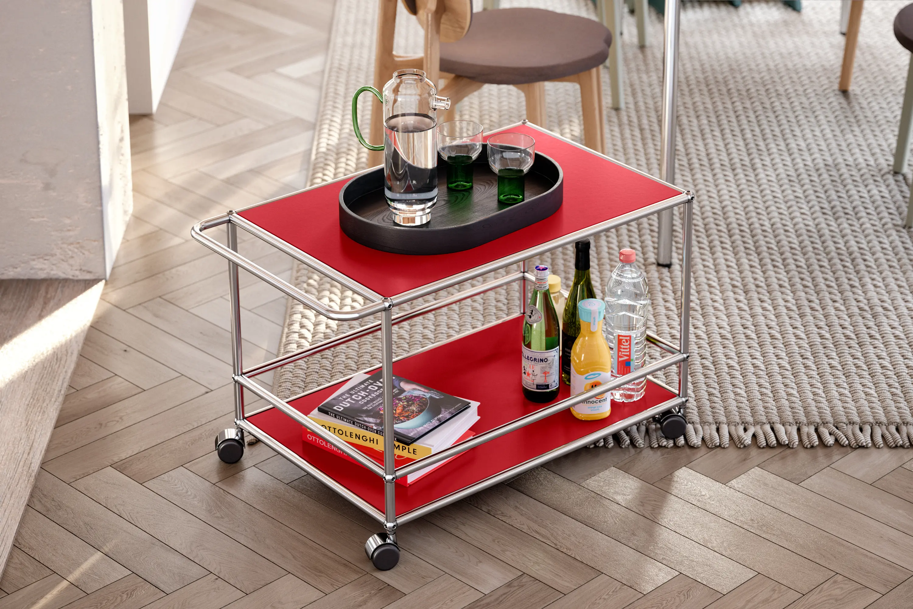 USM - USM Haller Serving Cart | Ruby red