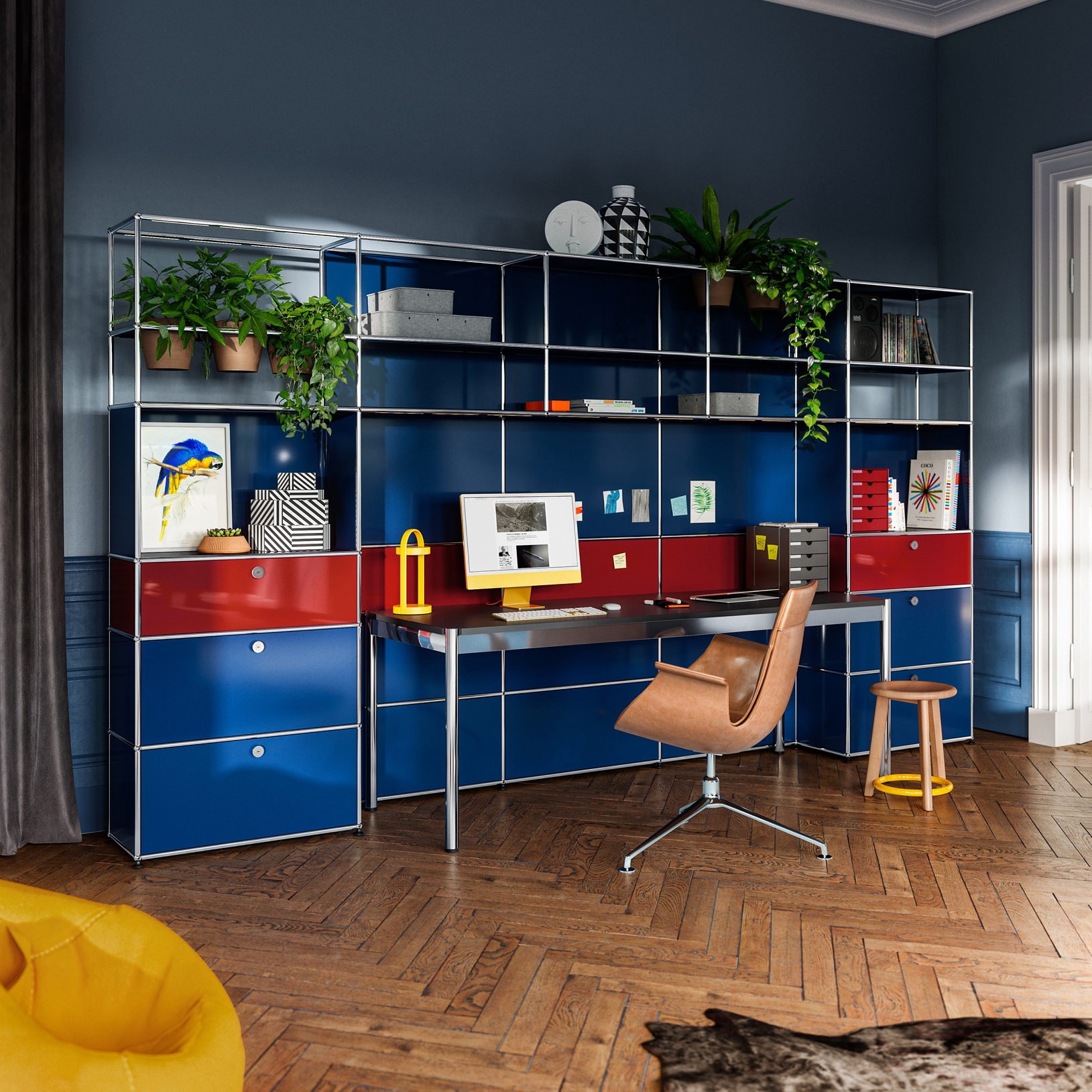 Afficher le produit USM Haller Shelving | Gentian Blue, USM Ruby Red du fabricant USM