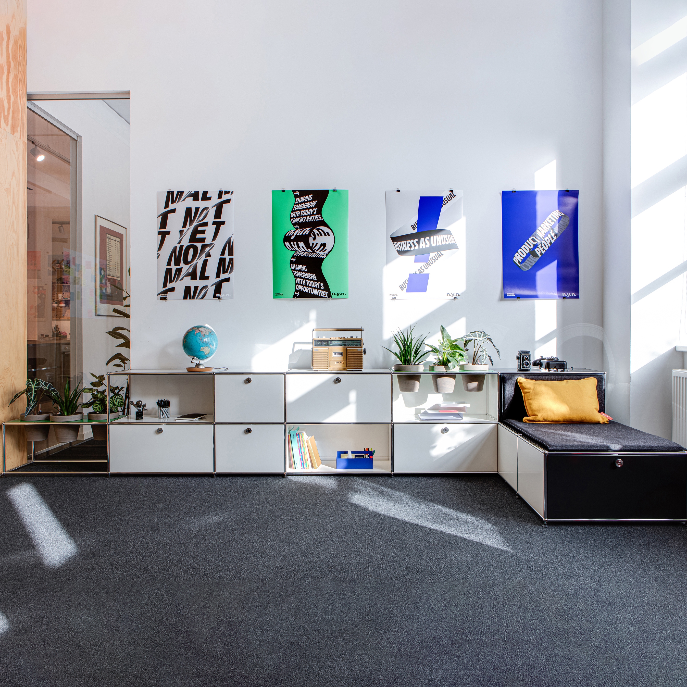 Display product USM Haller Sideboard | Pure White, Graphiteblack from manufacturer USM