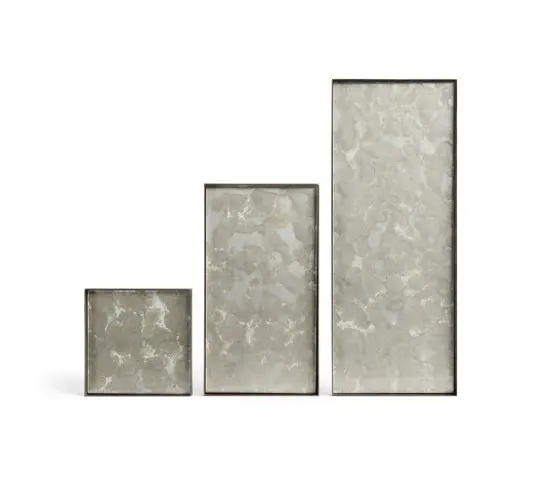Ethnicraft - Organic tray collection | Fossil Organic glass valet tray - metal rim - rectangular - M
