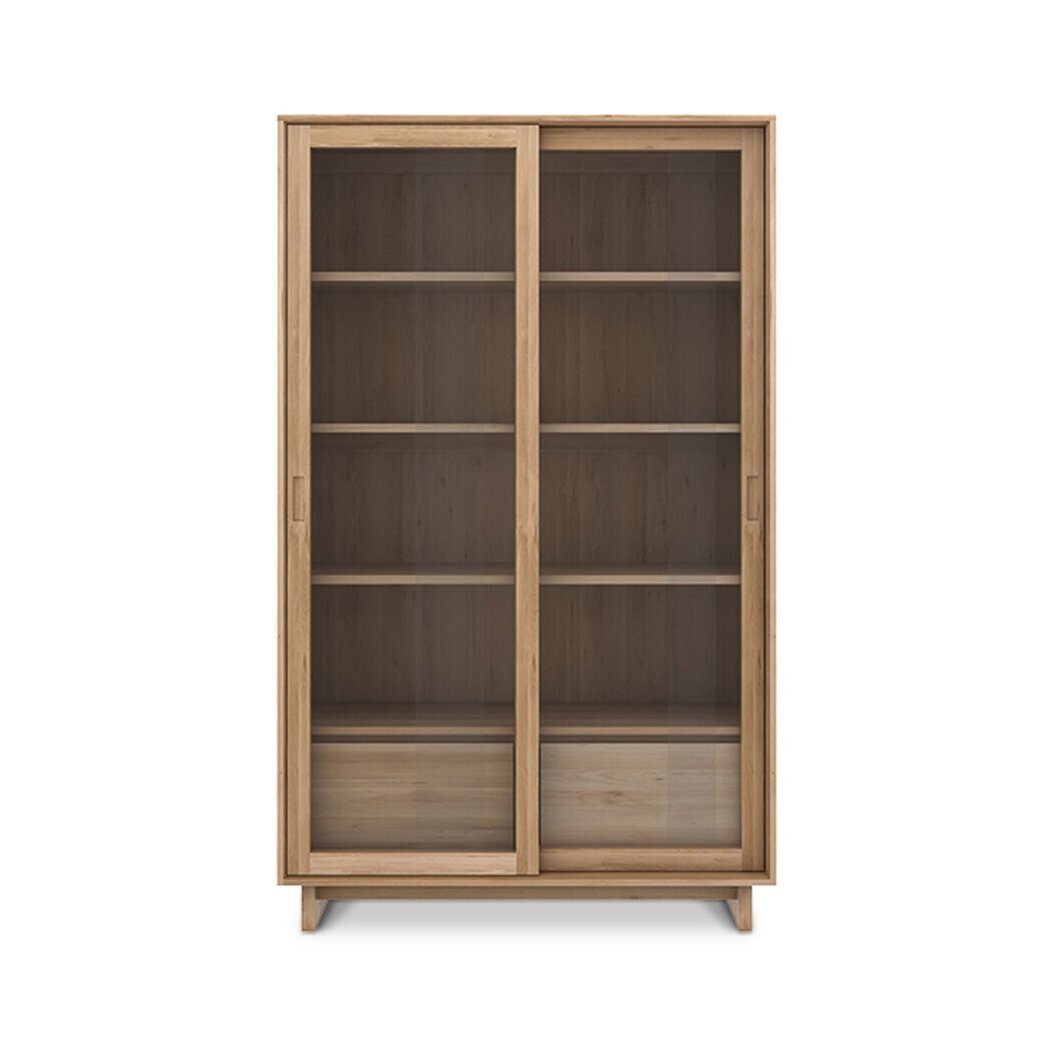 Display product Wave | Oak storage cupboard - 2 sliding doors - 2 inside drawers from manufacturer Ethnicraft