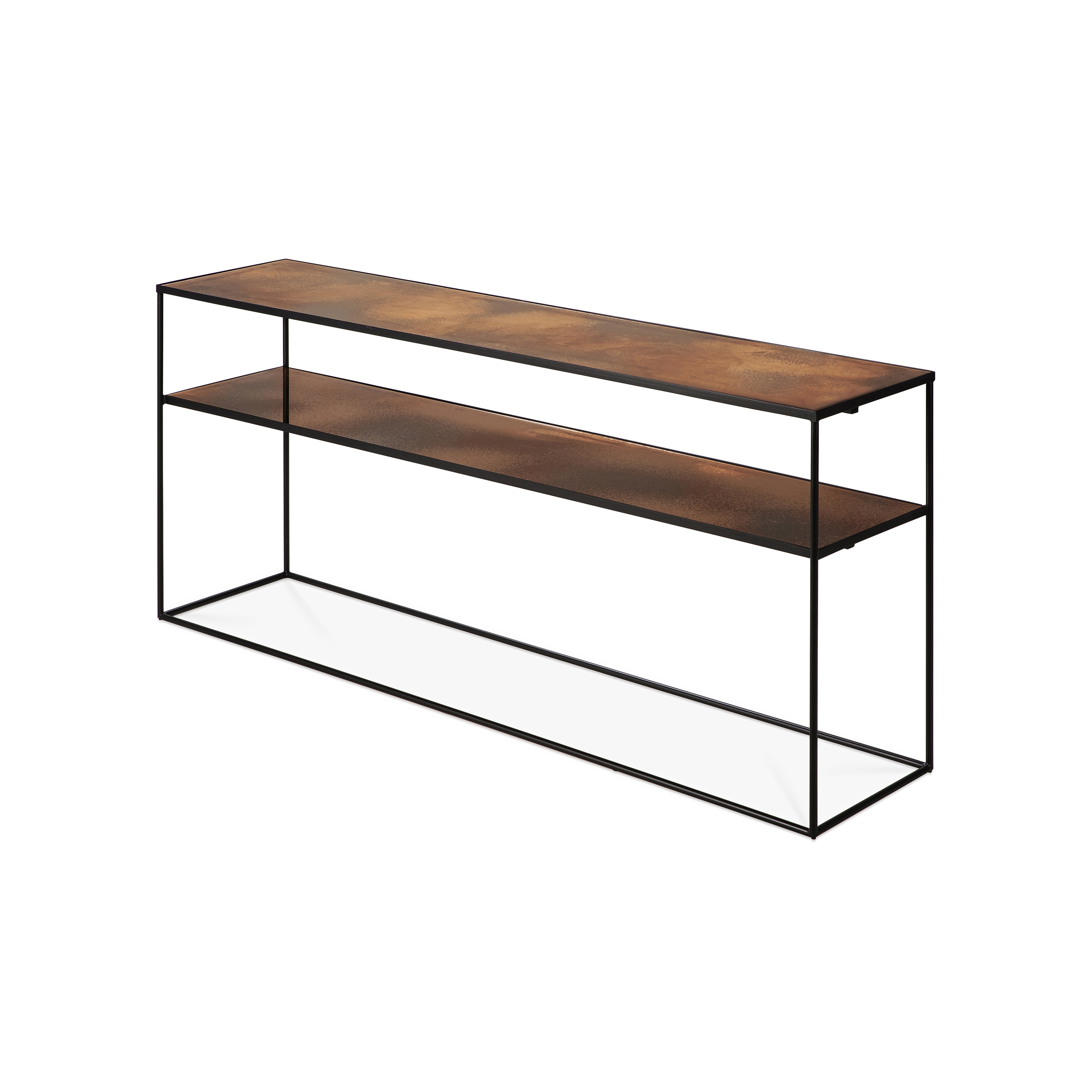 Afficher le produit Aged consoles | Bronze Copper sofa console - 2 shelves du fabricant Ethnicraft