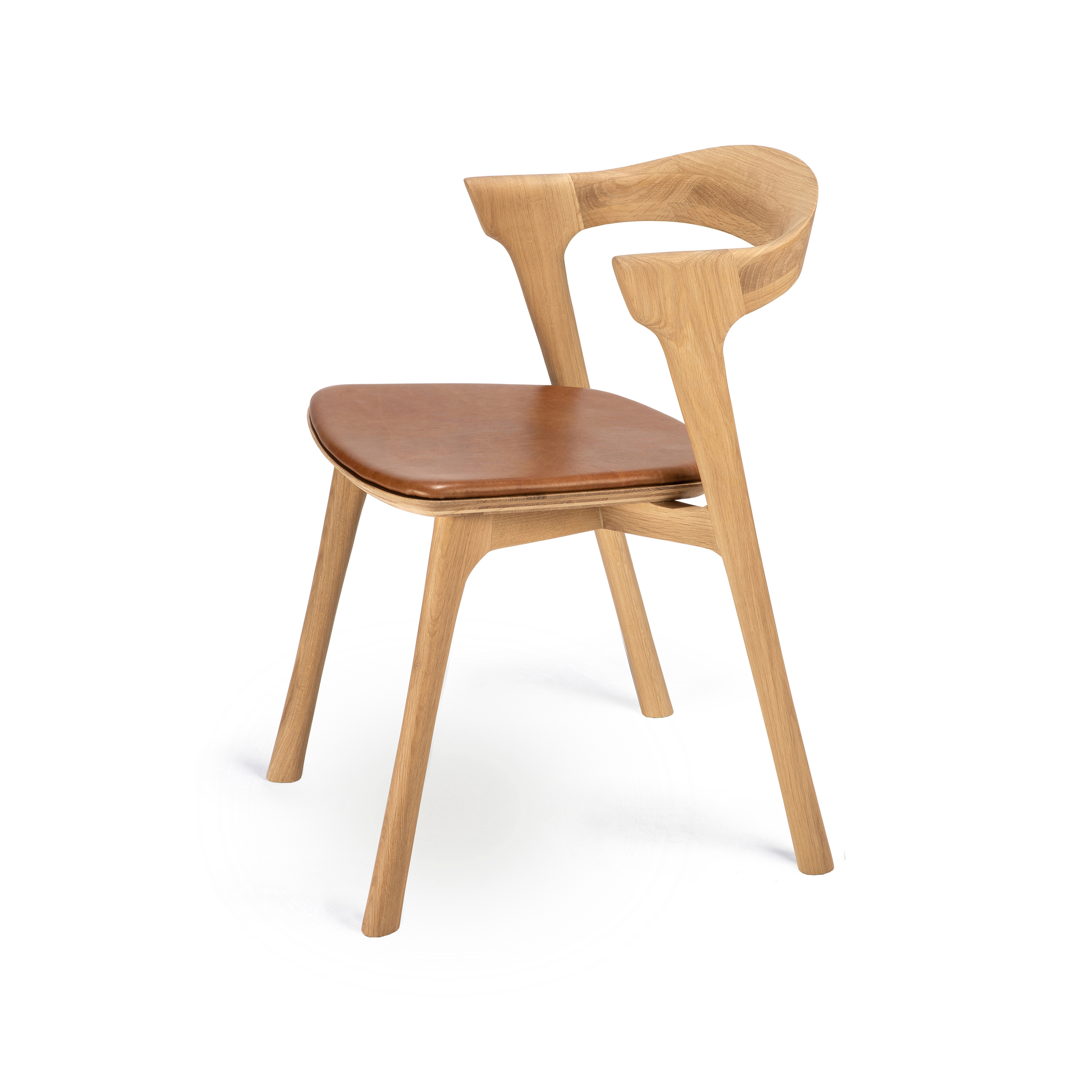Bok | Oak dining chair - cognac leather - varnished