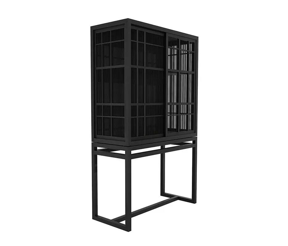 Ethnicraft - Burung | Oak black storage cupboard - 2 sliding doors - varnished