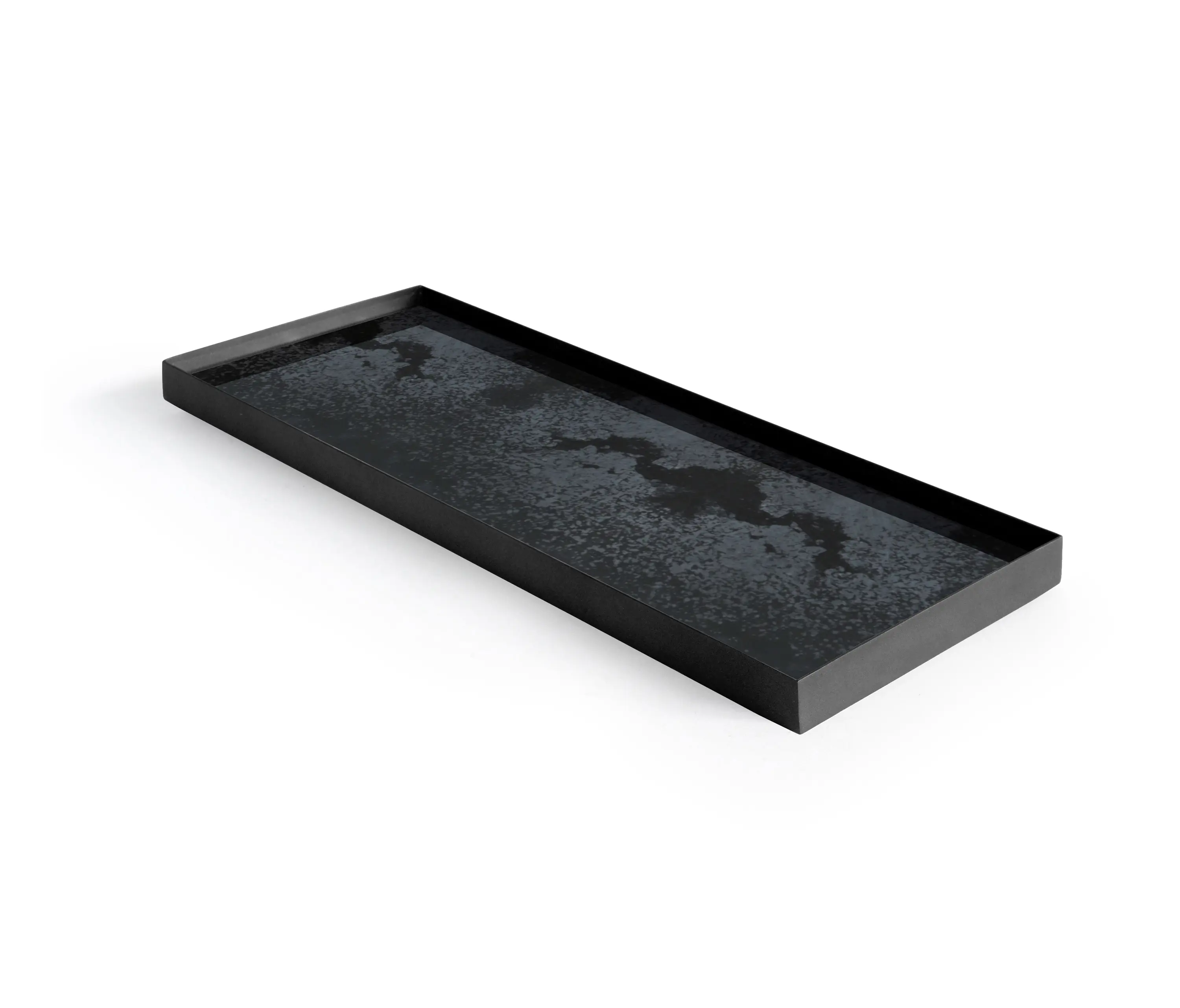 Ethnicraft - Classic tray collection | Charcoal mirror valet tray - black metal rim - rectangular - L
