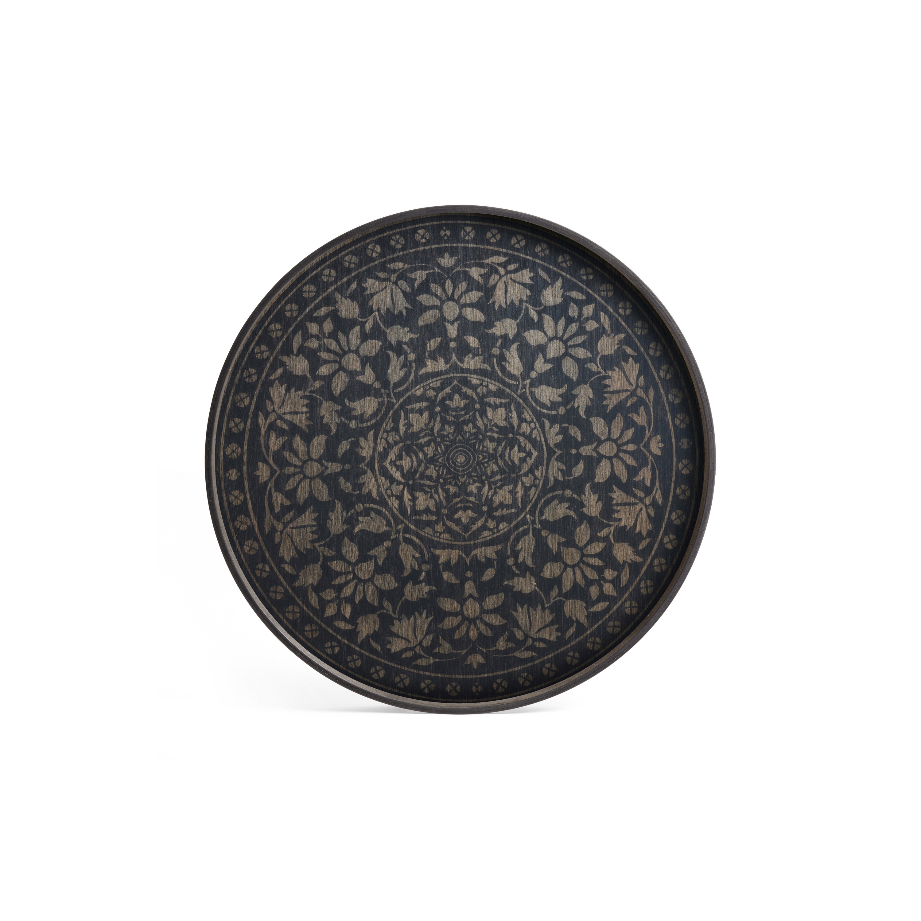 Produkt Classic tray collection | Black Marrakesh wooden tray - round - L des Herstellers Ethnicraft anzeigen