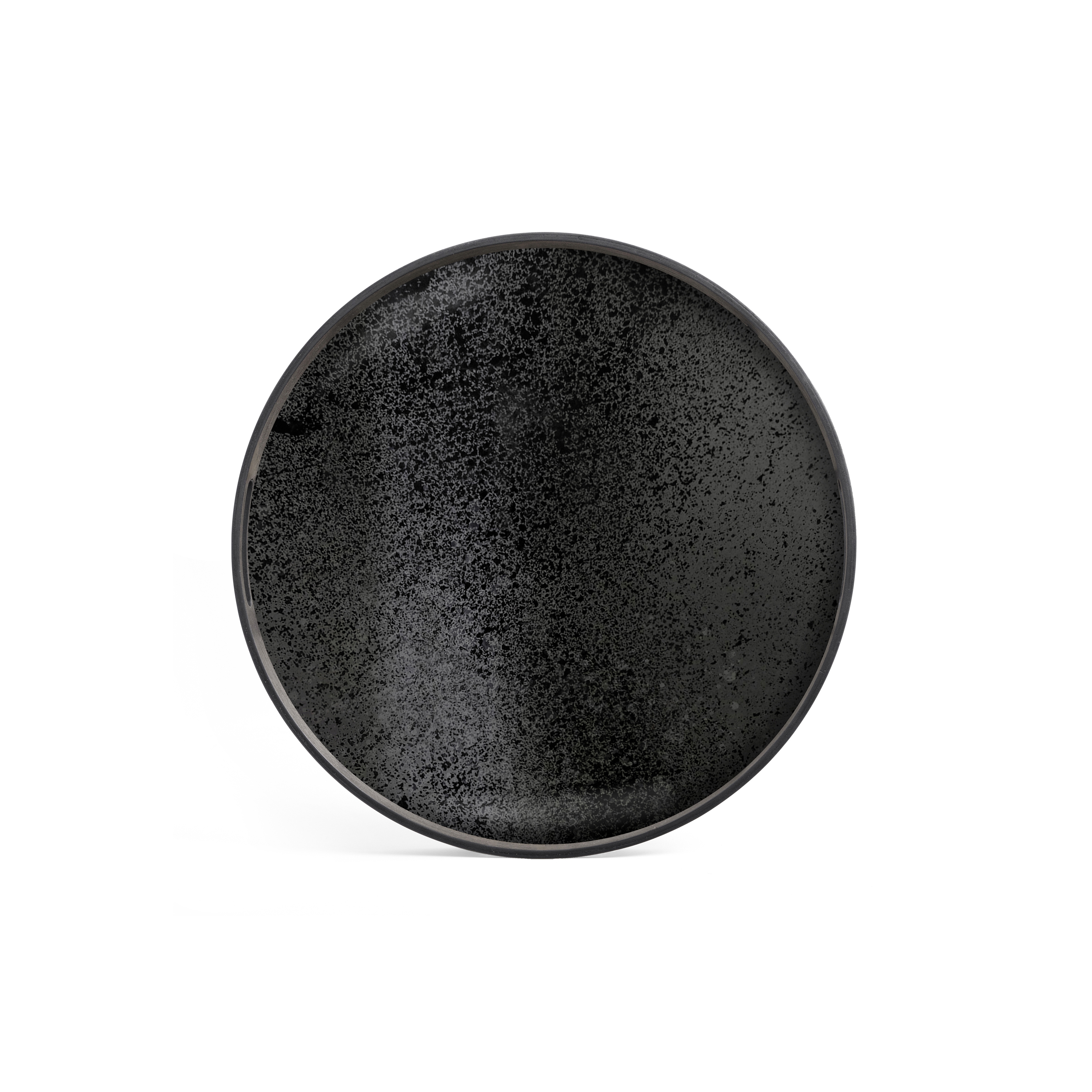 Classic tray collection | Charcoal mirror tray - round - S