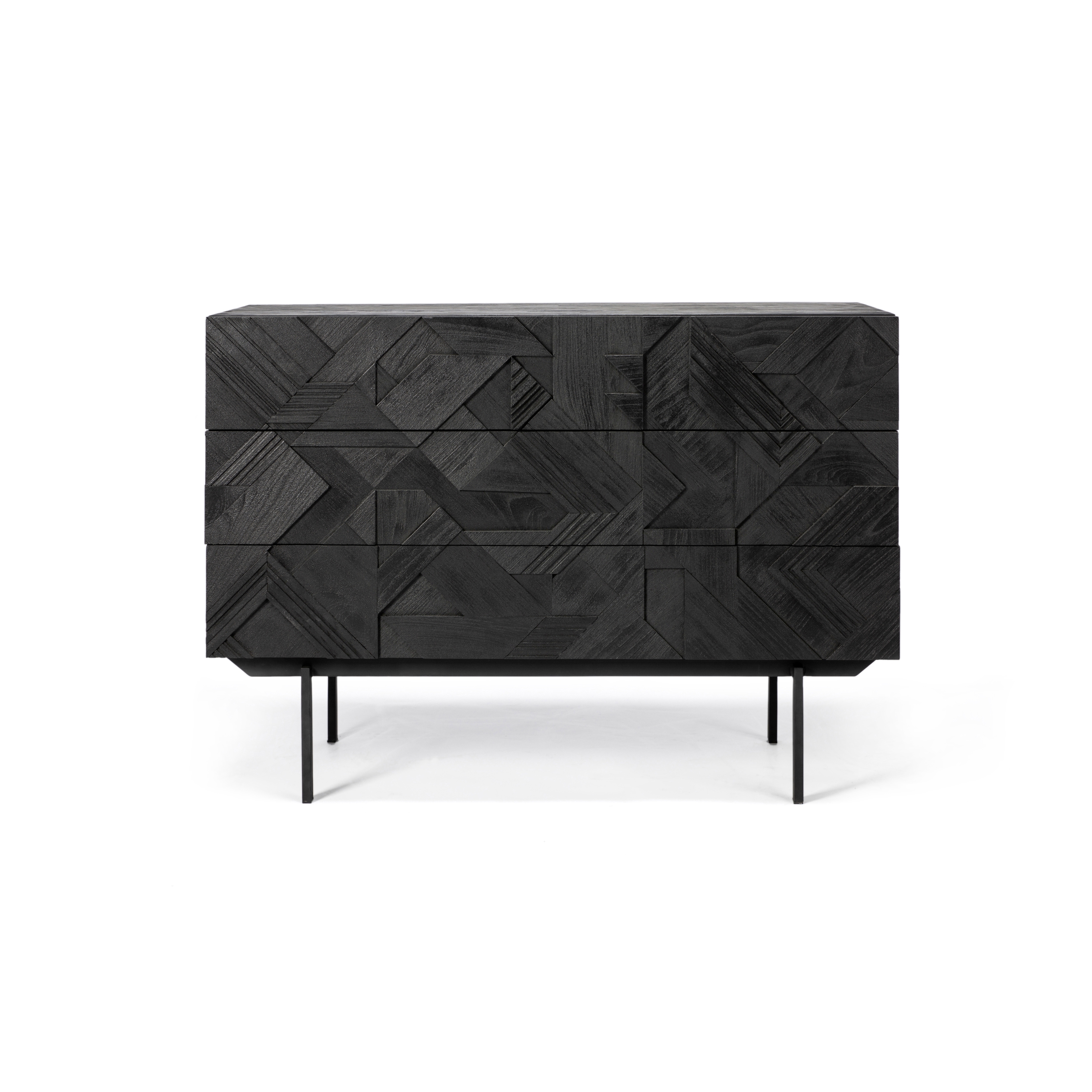 Produkt Graphic | Teak black chest of drawers - 3 drawers - varnished des Herstellers Ethnicraft anzeigen