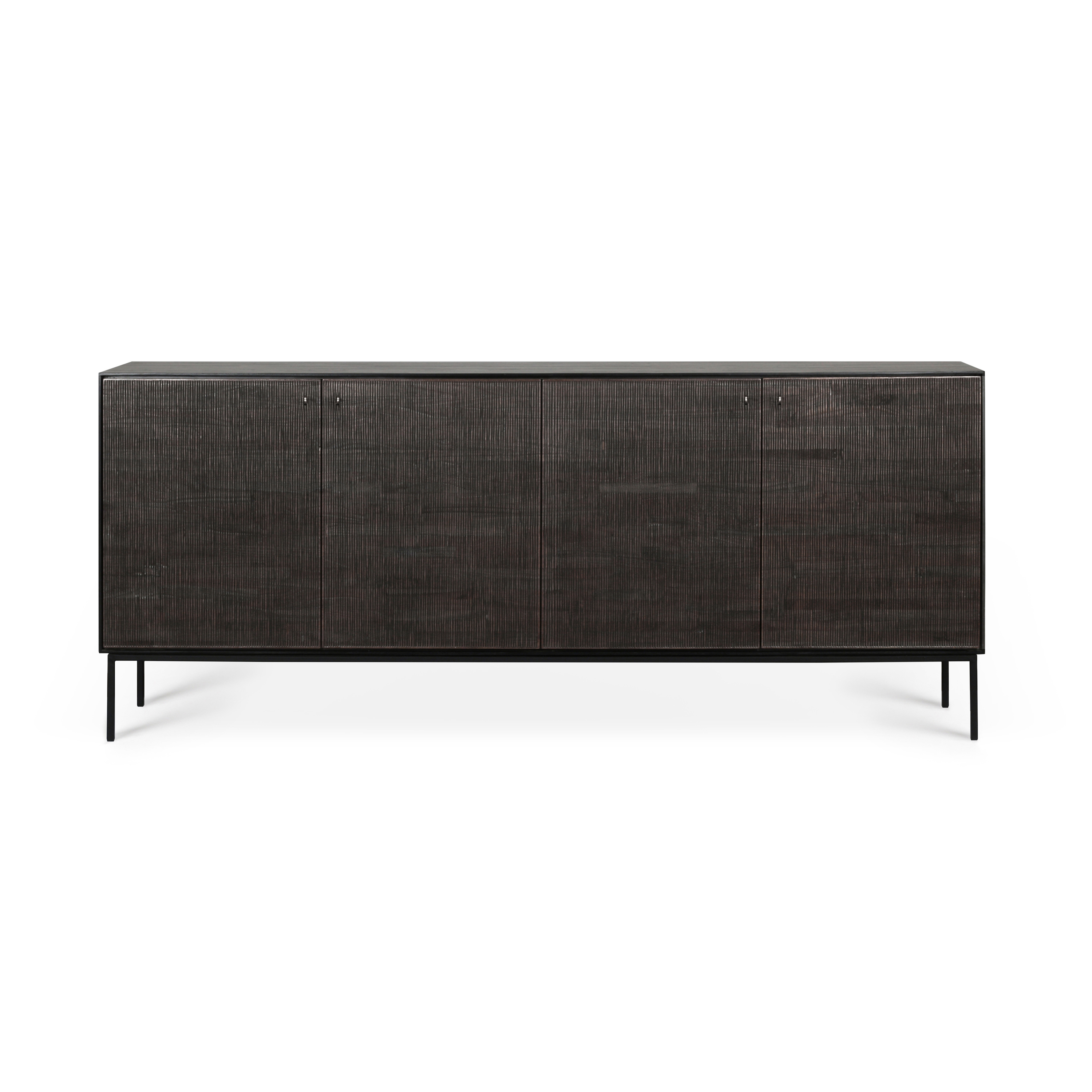 Display product Grooves | Teak black sideboard - 4 doors - varnished from manufacturer Ethnicraft