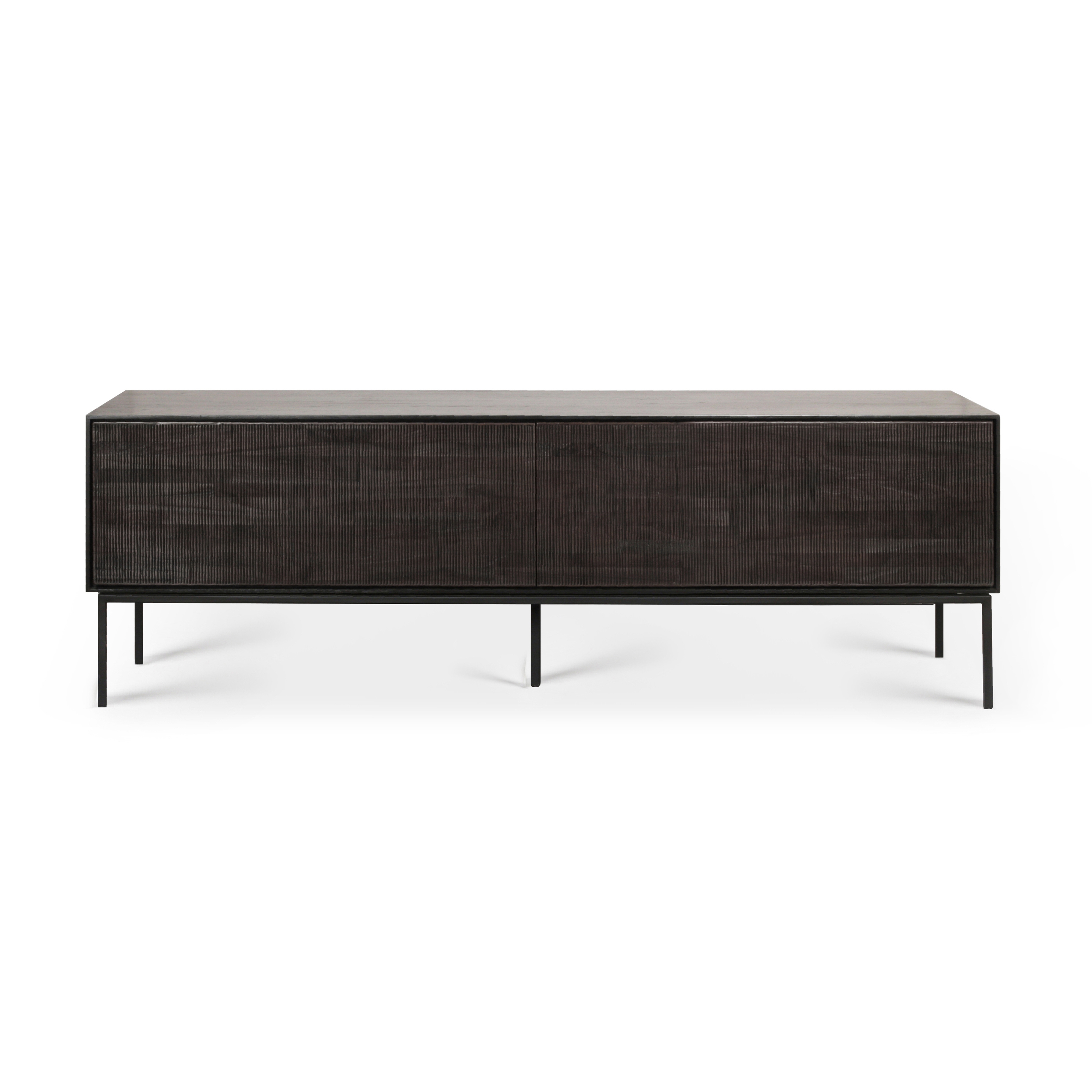 Produkt Grooves | Teak black TV cupboard - 1 flip-down door - 1 drawer - varnished des Herstellers Ethnicraft anzeigen