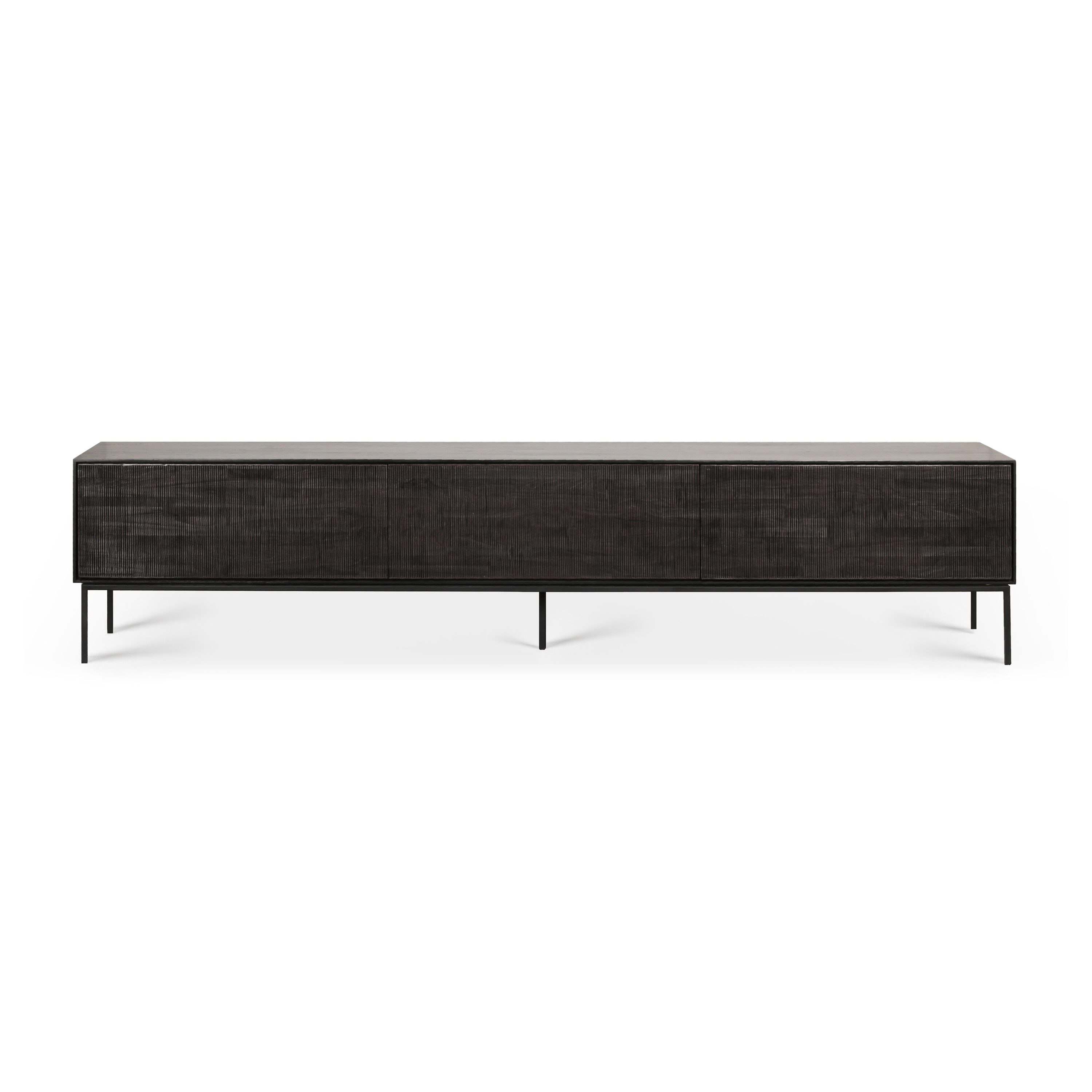 Produkt Grooves | Teak black TV cupboard - 1 flip-down door - 2 drawers - varnished des Herstellers Ethnicraft anzeigen