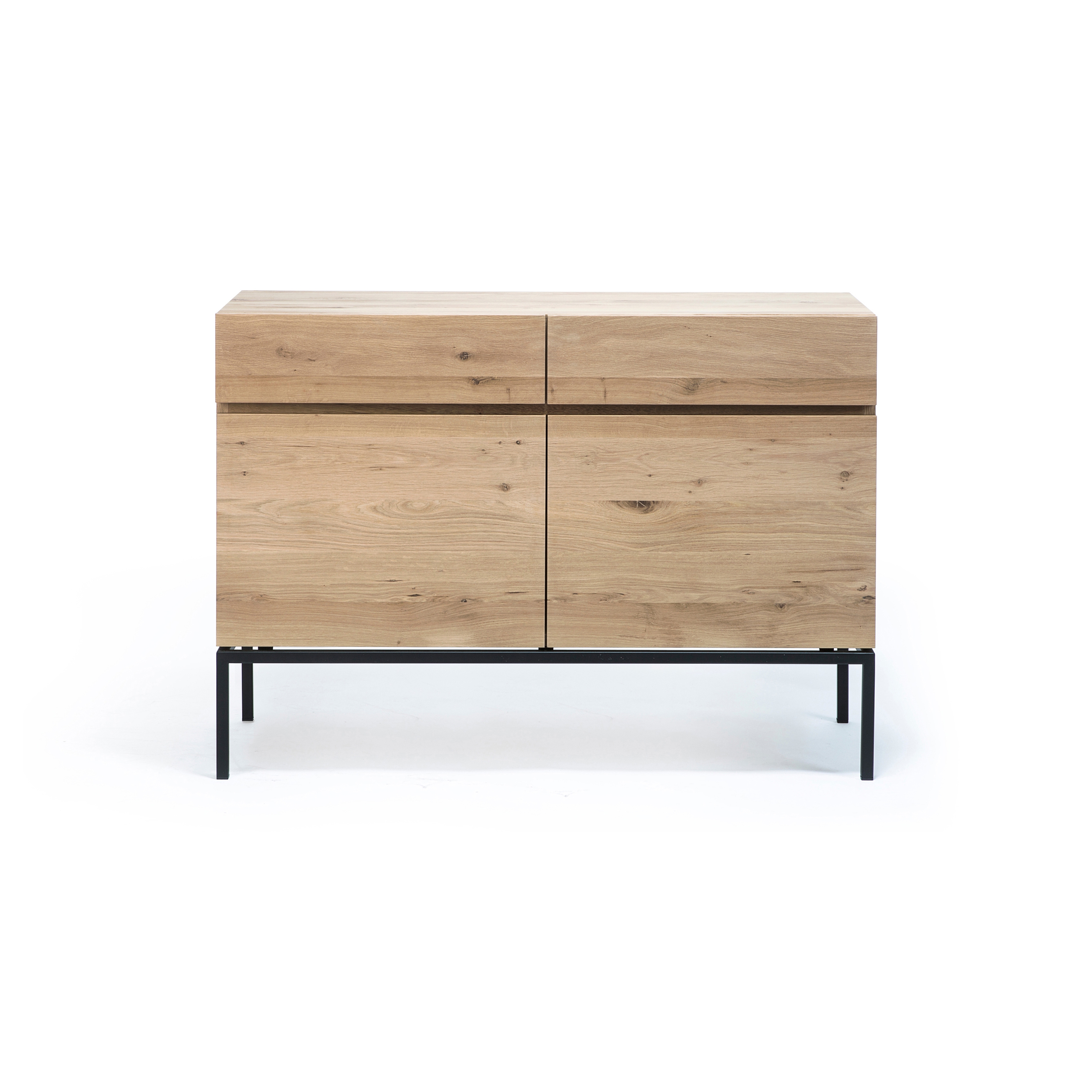 Ligna | Oak sideboard - 2 doors - 2 drawers - black metal legs