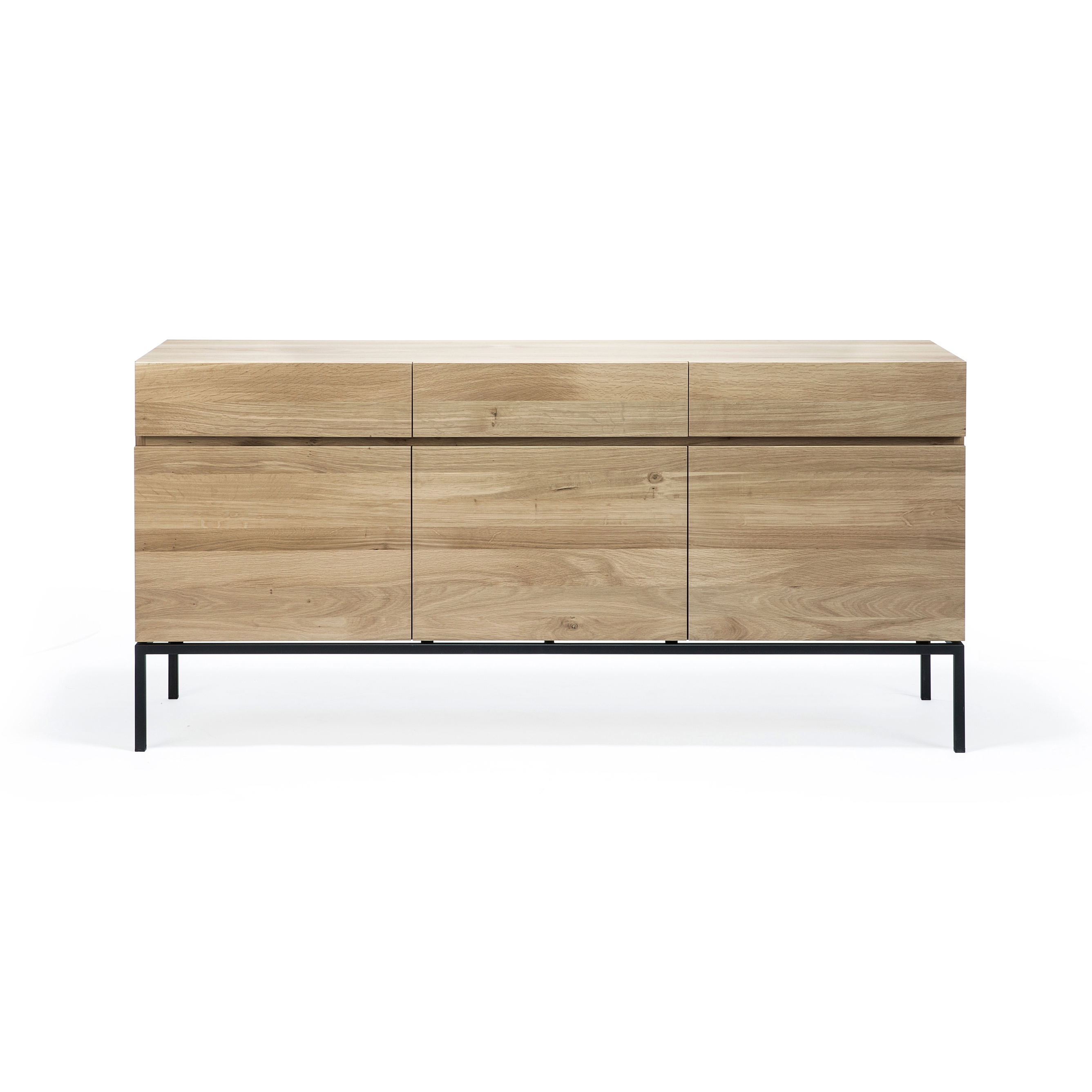 Display product Ligna | Oak sideboard - 3 doors - 3 drawers - black metal legs from manufacturer Ethnicraft
