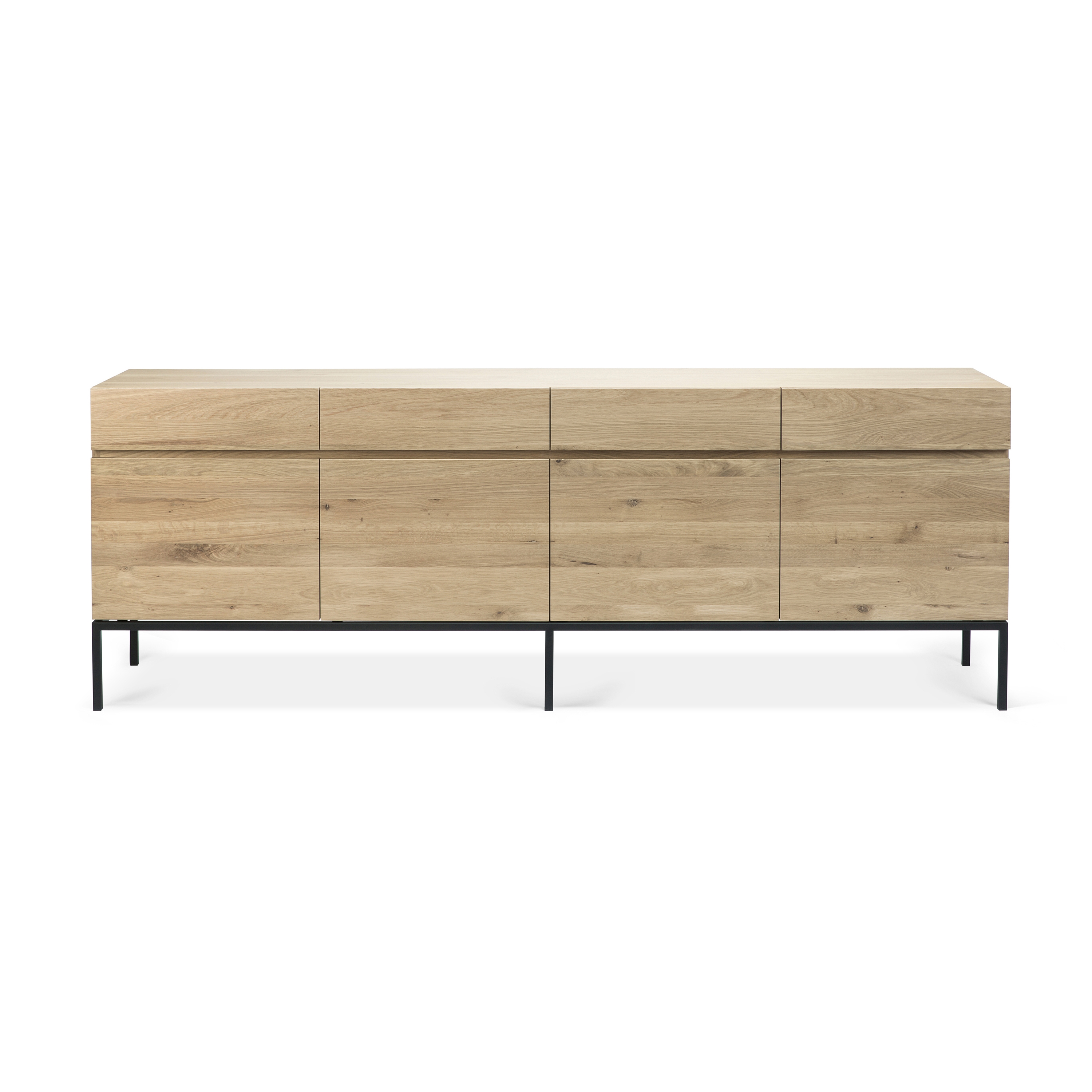 Ligna | Oak sideboard - 4 doors - 4 drawers - black metal legs