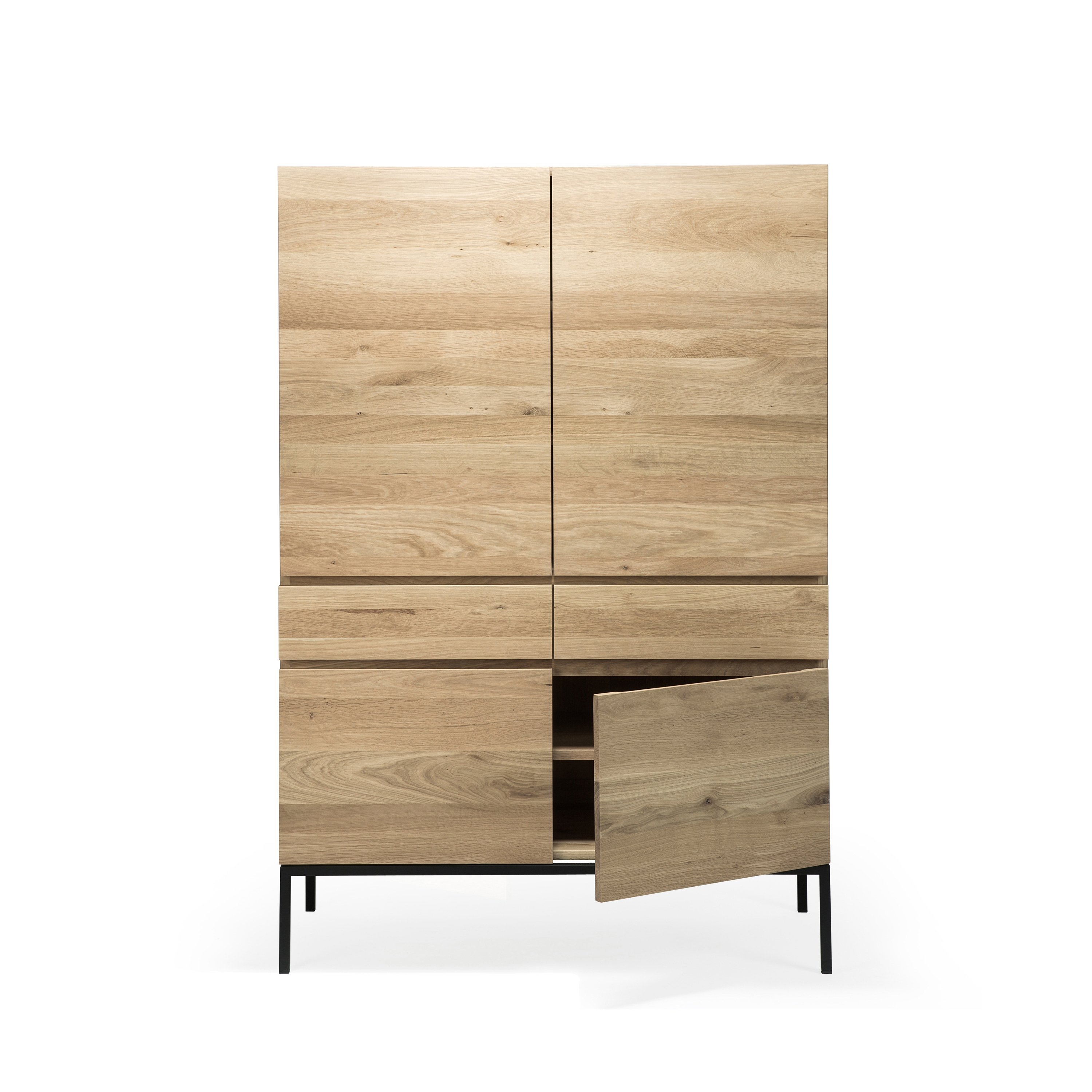 Display product Ligna | Oak storage cupboard - 4 doors - 2 drawers - black metal legs from manufacturer Ethnicraft