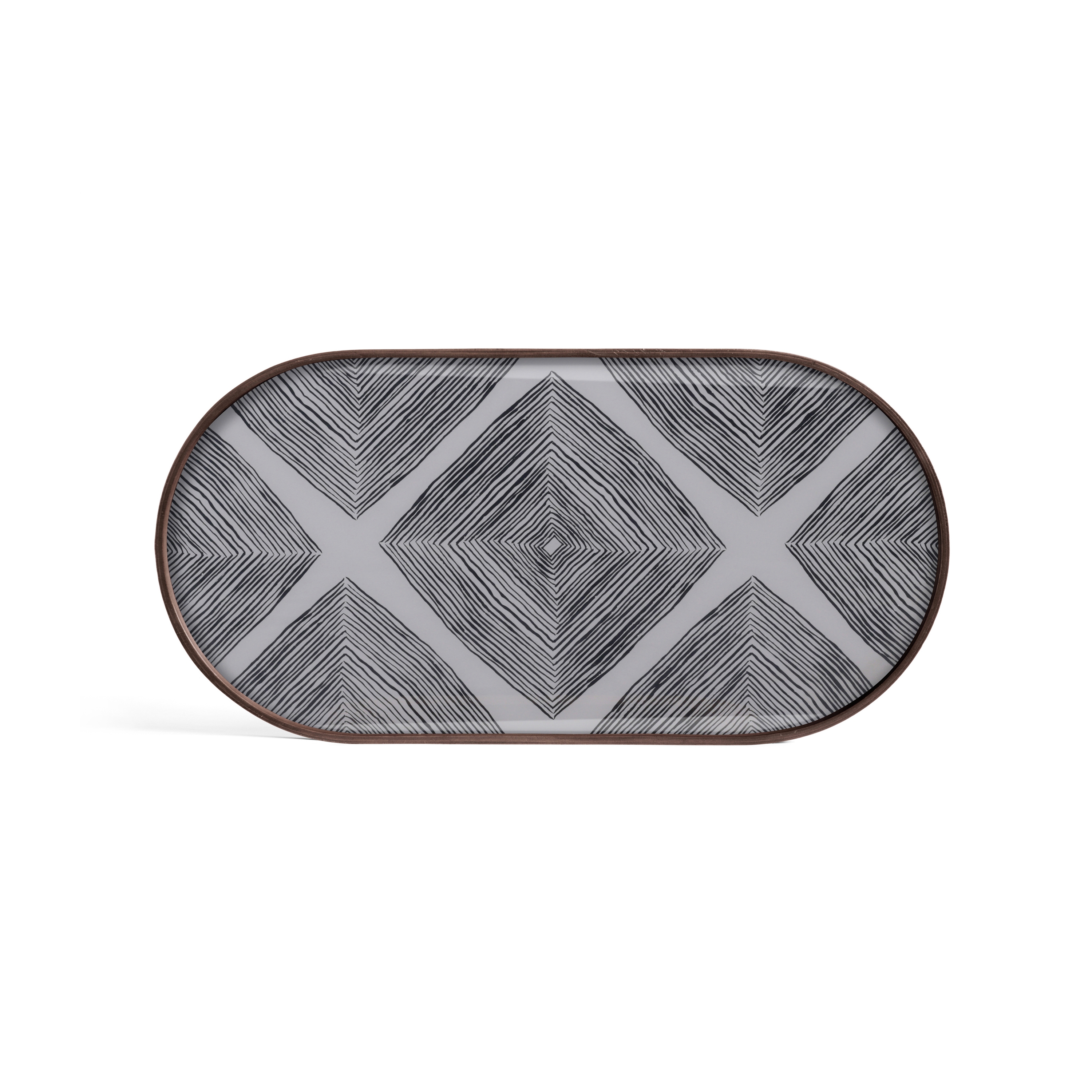 Linear Flow tray collection | Slate Linear Squares glass tray - oblong - M