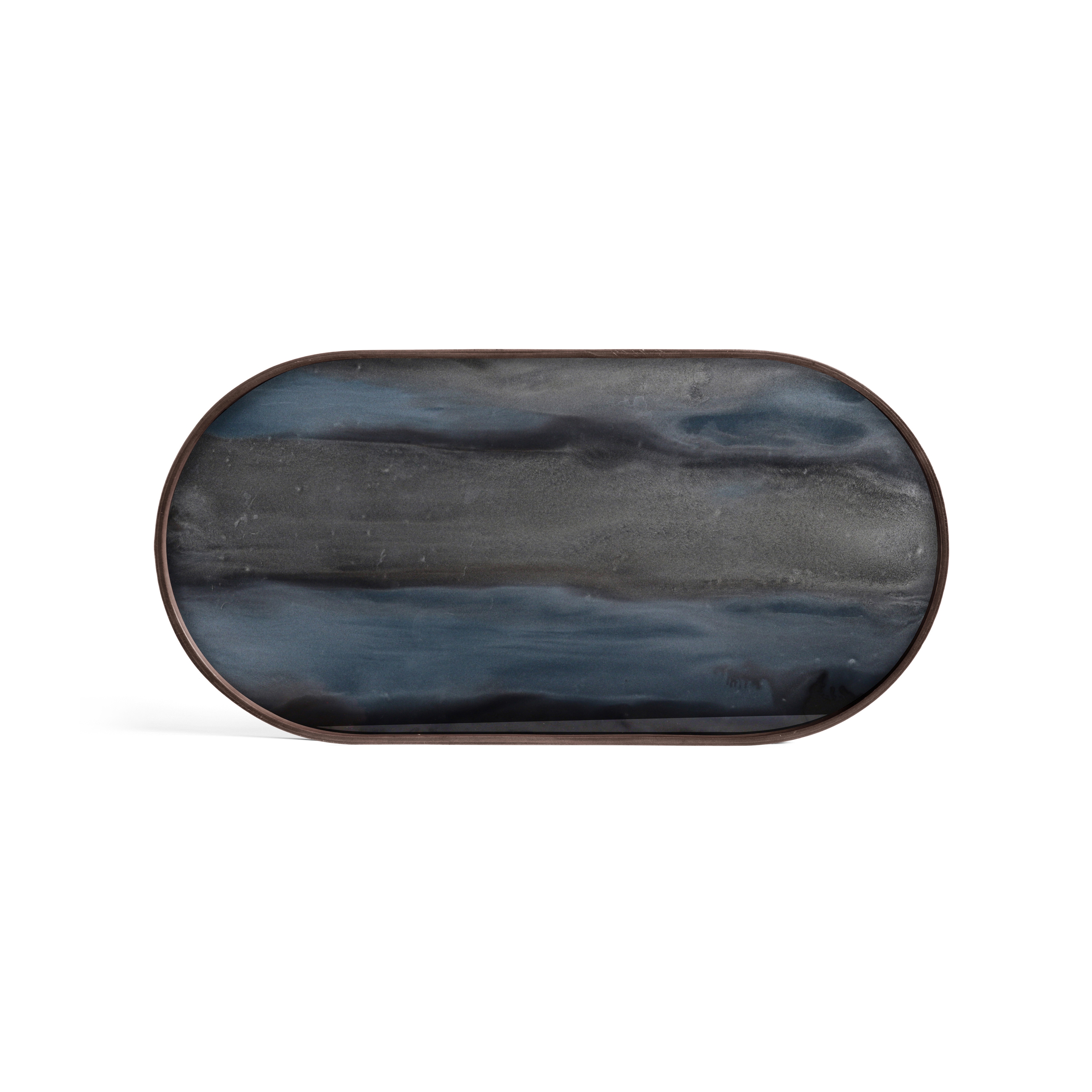 Linear Flow tray collection | Graphite Organic glass tray - oblong - M