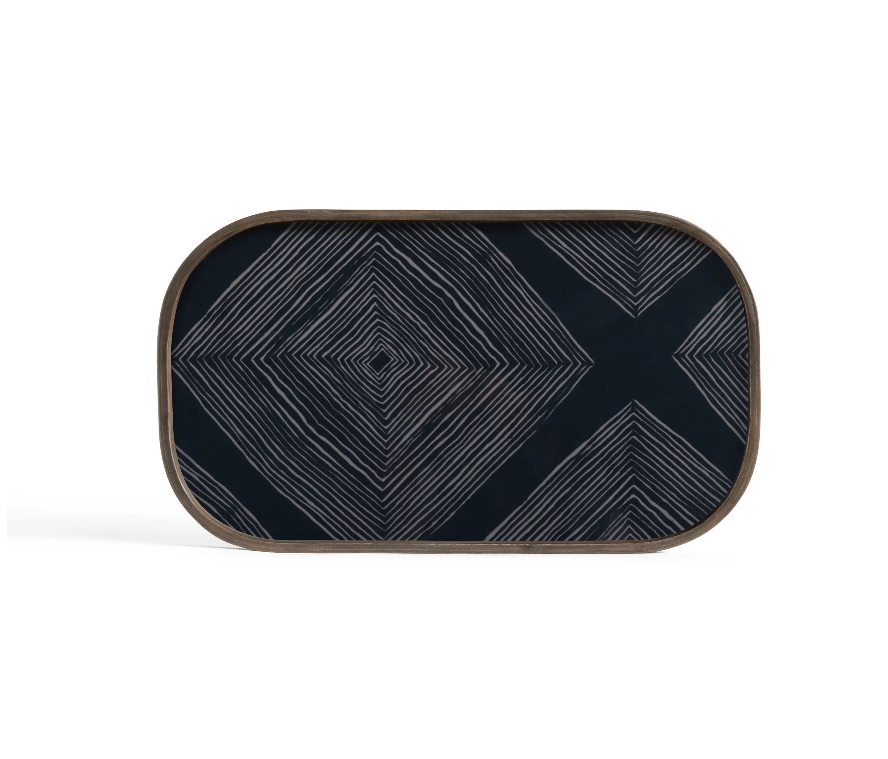 Ethnicraft - Linear Flow tray collection | Ink Linear Squares glass valet tray - rectangular - L