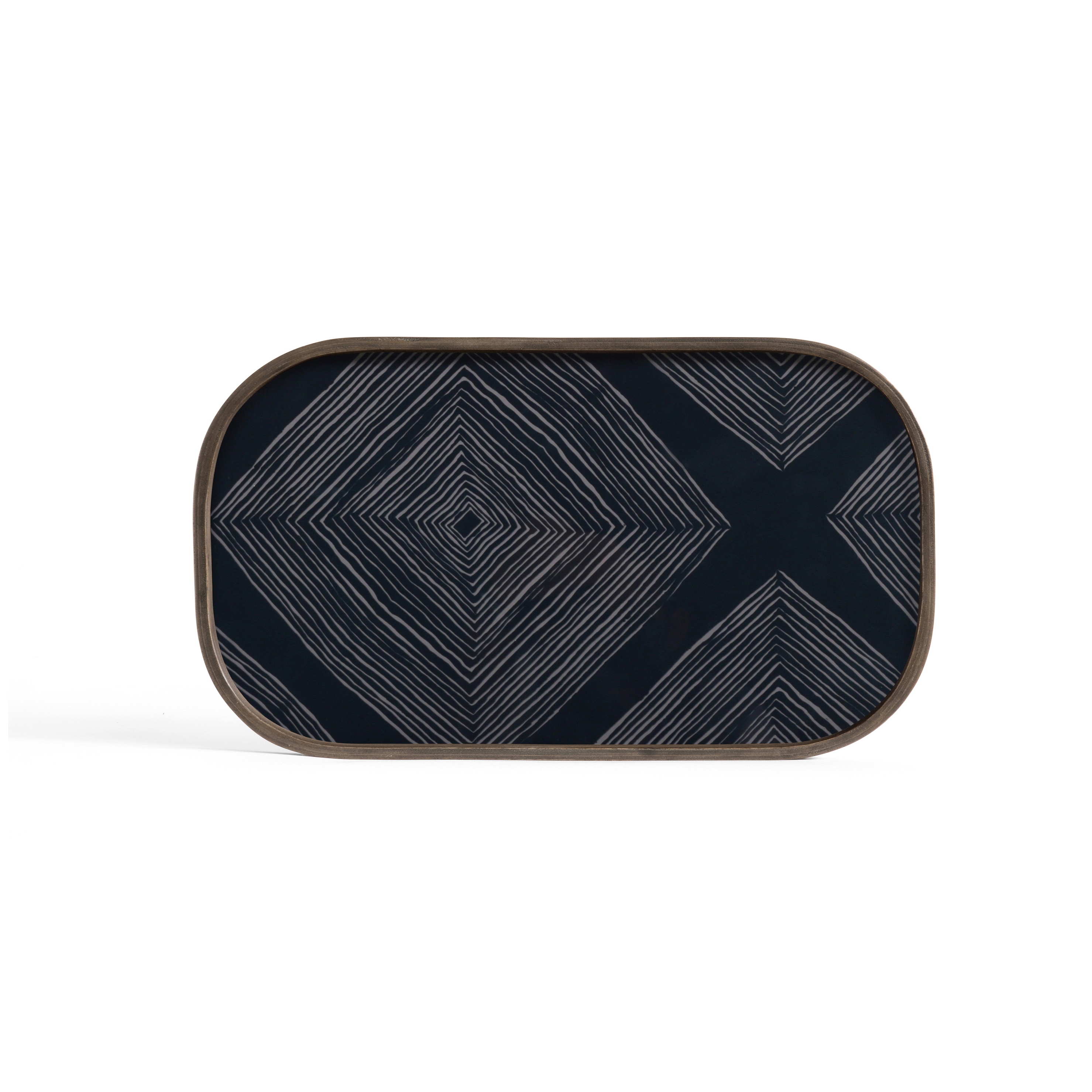 Linear Flow tray collection | Ink Linear Squares glass valet tray - rectangular - L