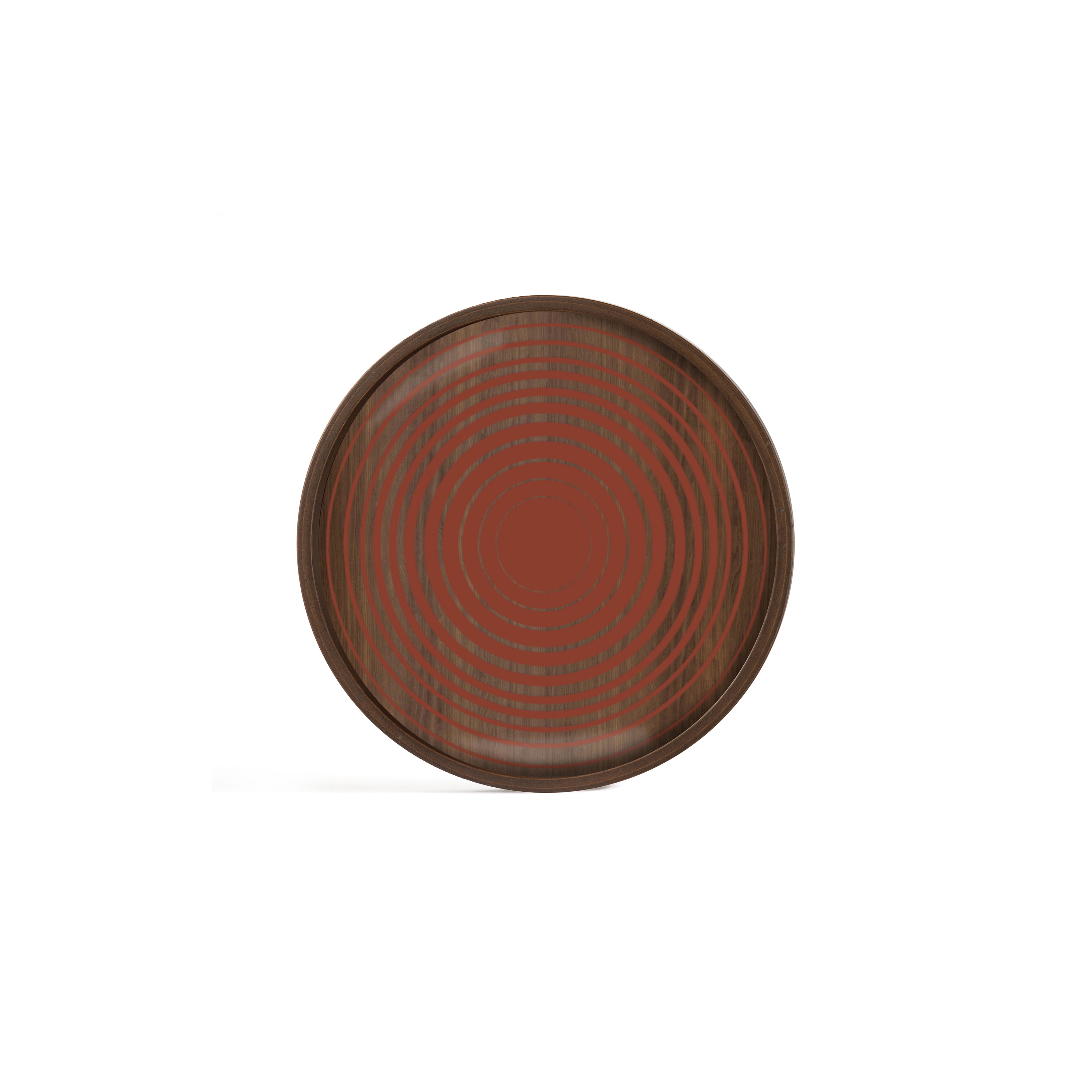 Produkt Linear Flow tray collection | Pumpkin Circles glass valet tray - wooden rim - round - M des Herstellers Ethnicraft anzeigen