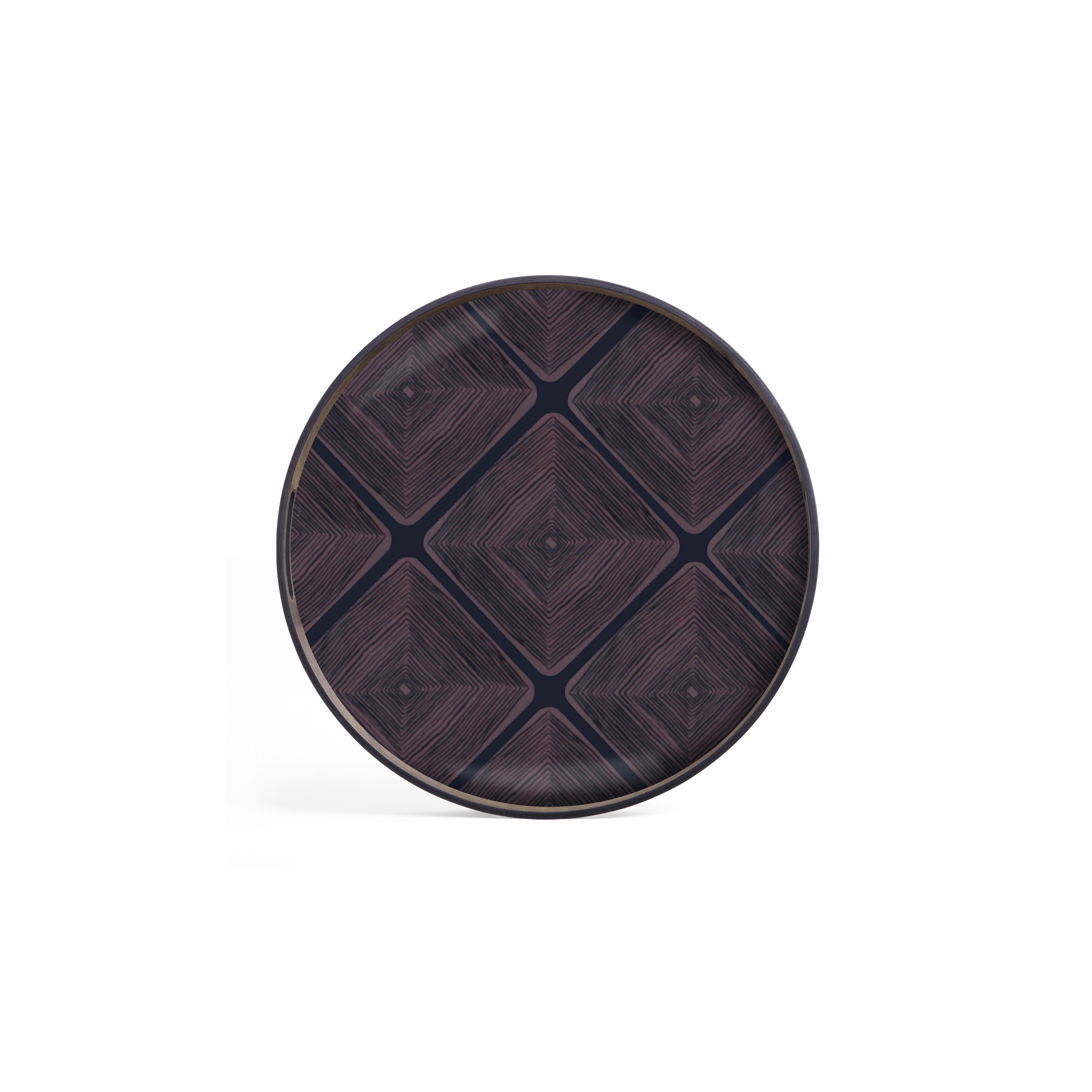 Produkt Linear Flow tray collection | Midnight Linear Squares glass tray - round - S des Herstellers Ethnicraft anzeigen