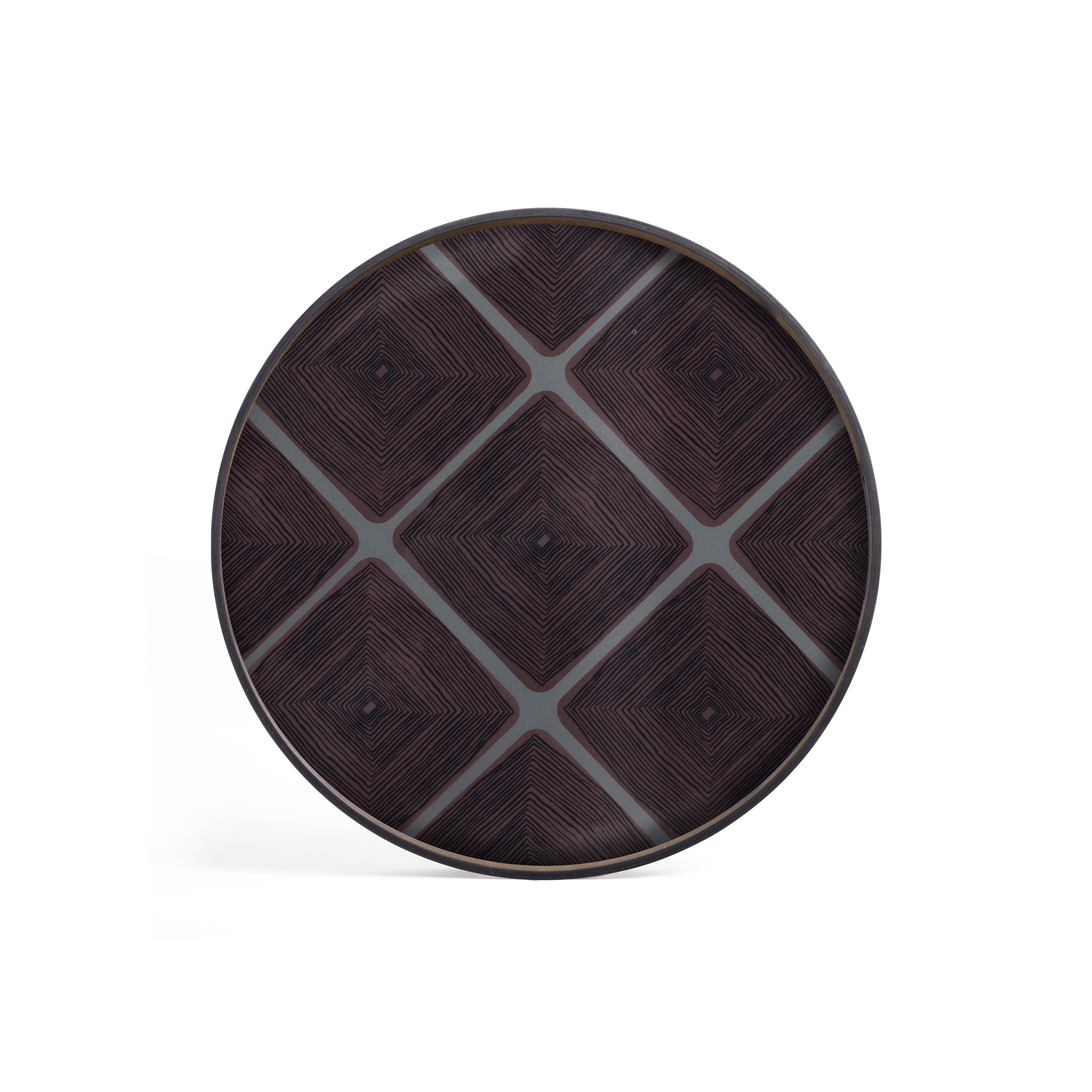 Produkt Linear Flow tray collection | Slate Linear Squares glass tray - round - XL des Herstellers Ethnicraft anzeigen