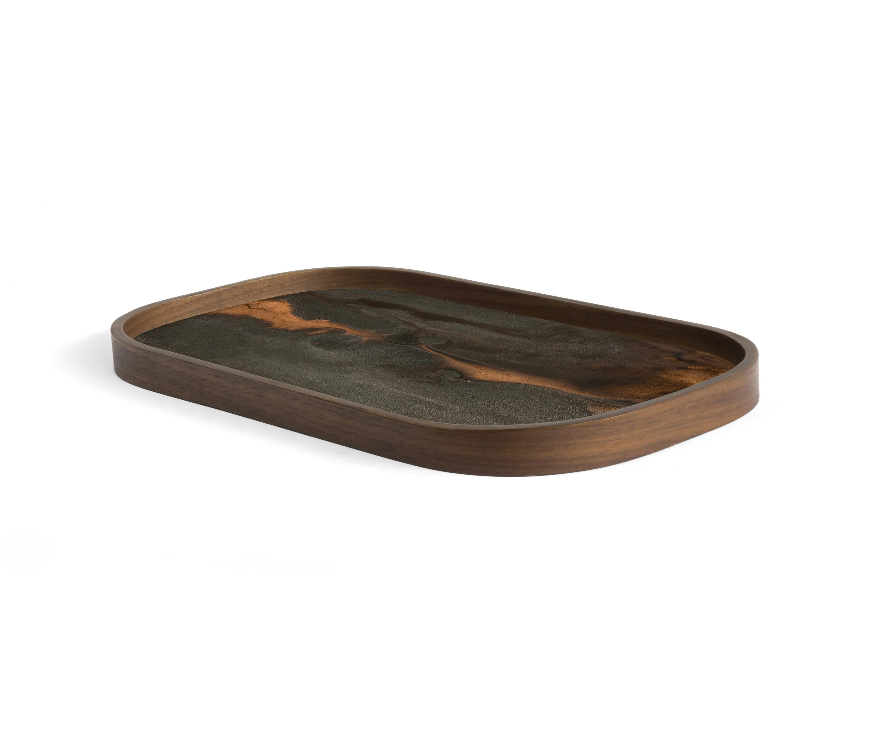 Ethnicraft - Linear Flow tray collection | Bronze Organic glass valet tray - rectangular - L