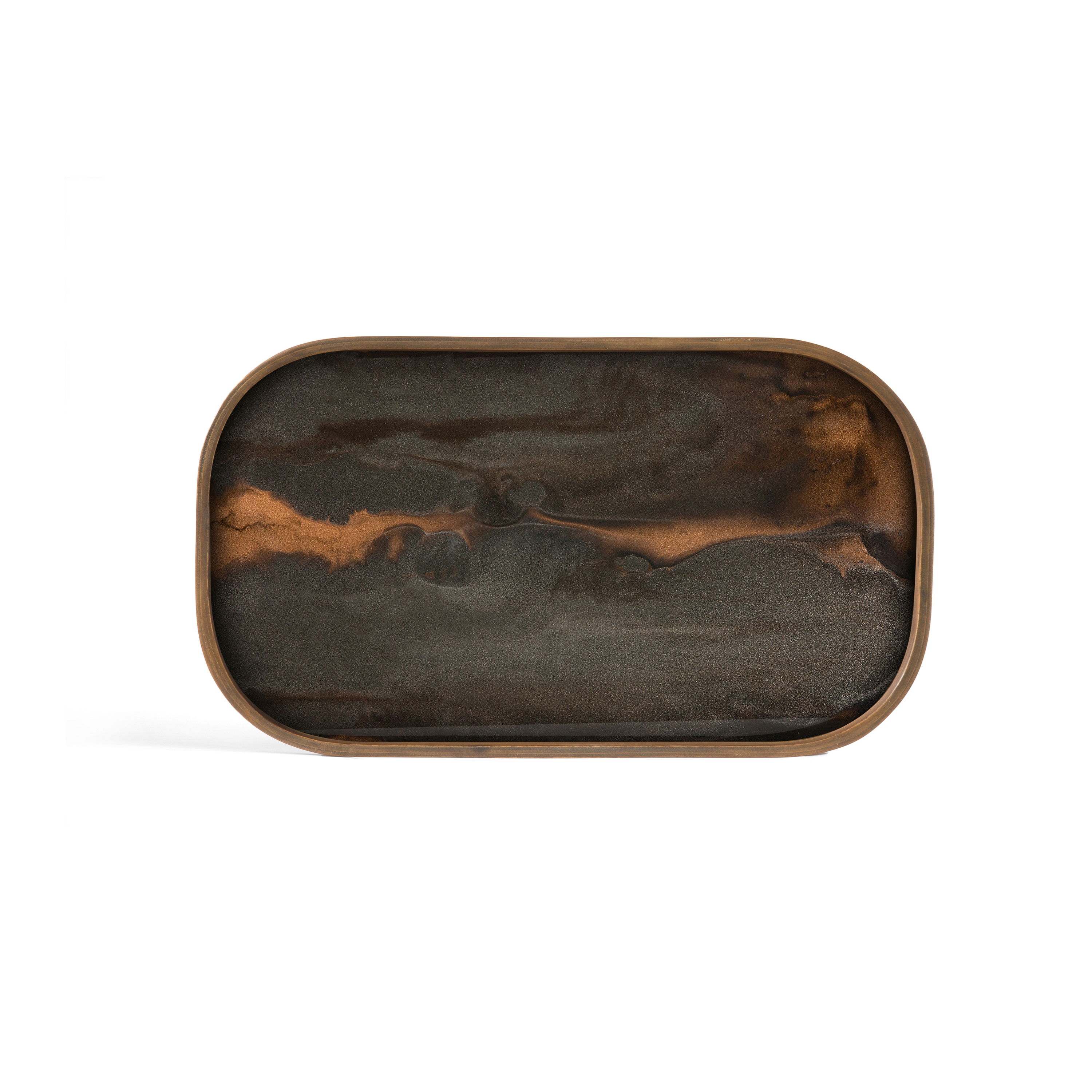 Linear Flow tray collection | Bronze Organic glass valet tray - rectangular - L
