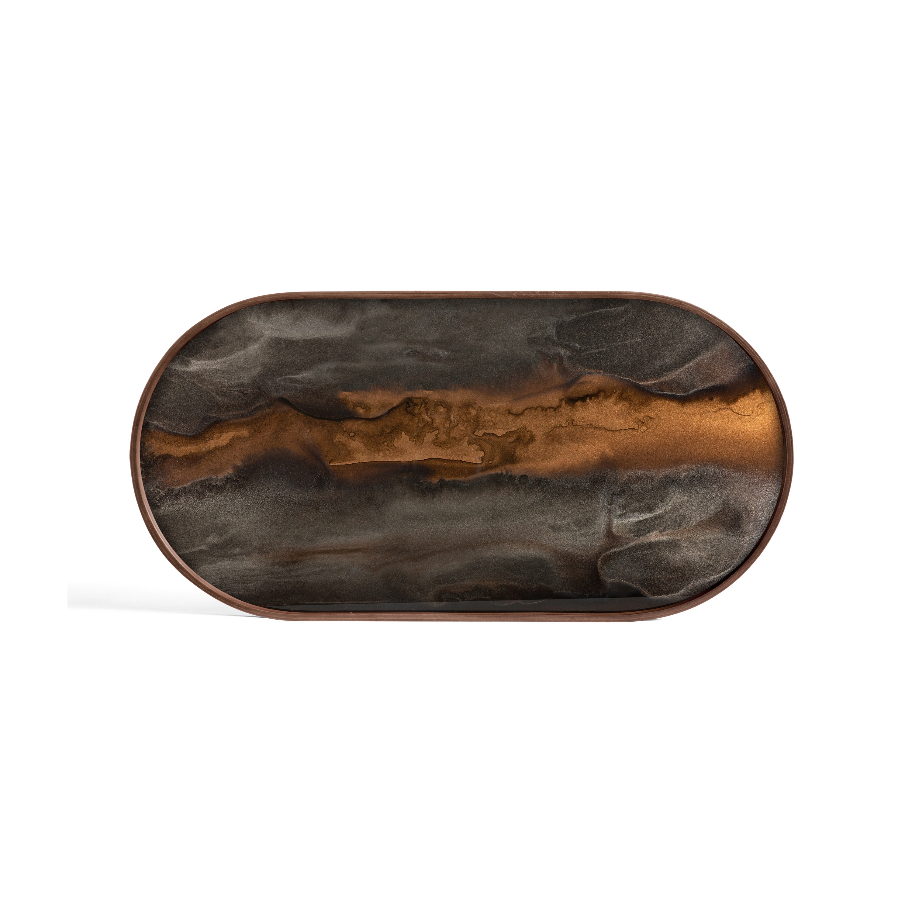 Produkt Linear Flow tray collection | Bronze Organic glass tray - oblong - M des Herstellers Ethnicraft anzeigen