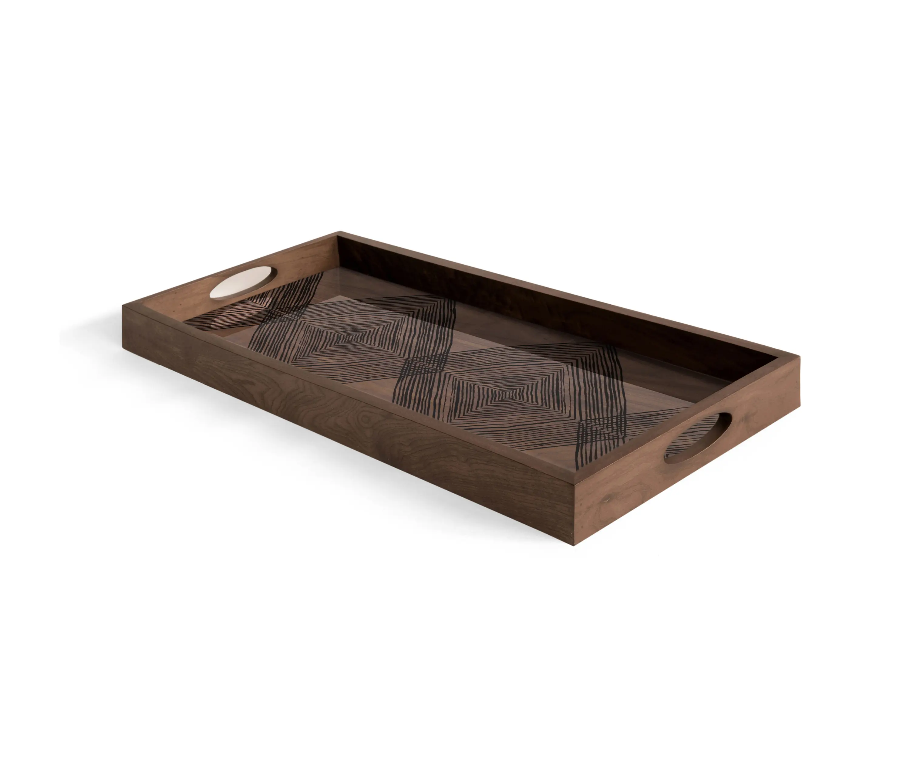 Ethnicraft - Linear Flow tray collection | Walnut Linear Squares glass tray - rectangular - M