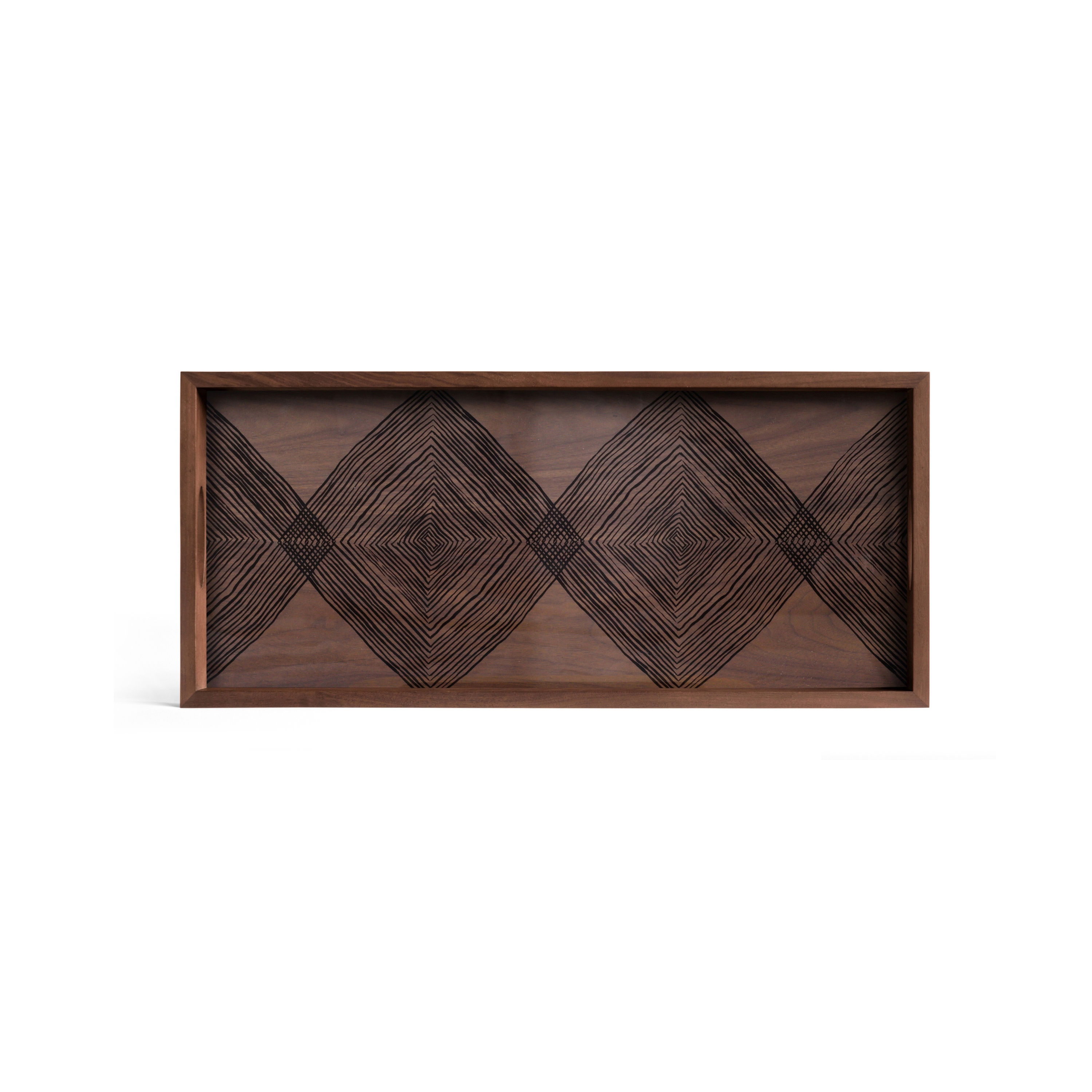 Produkt Linear Flow tray collection | Walnut Linear Squares glass tray - rectangular - M des Herstellers Ethnicraft anzeigen