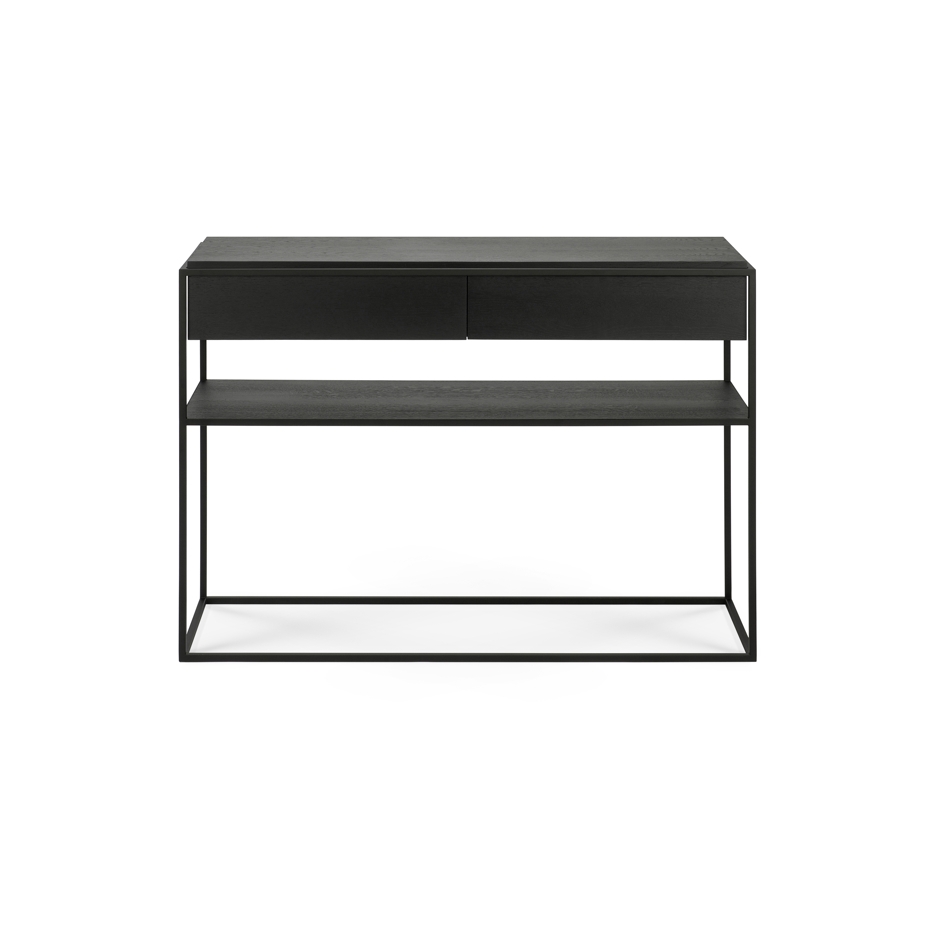 Monolit | Oak black console - 2 drawers - black metal - varnished