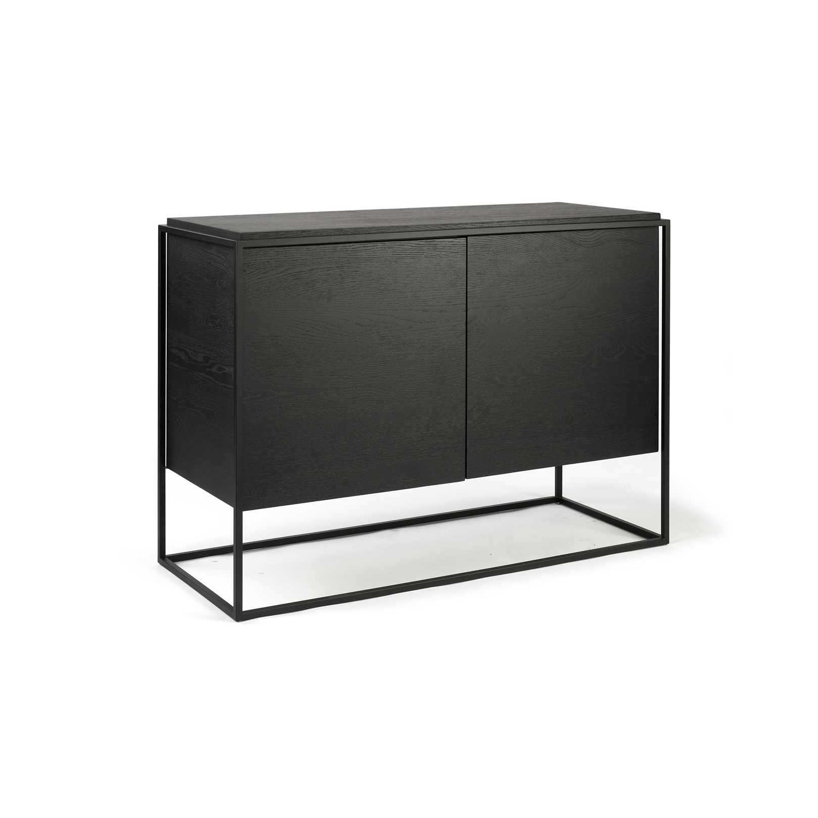 Display product Monolit | Oak black sideboard - 2 doors - black metal - varnished from manufacturer Ethnicraft