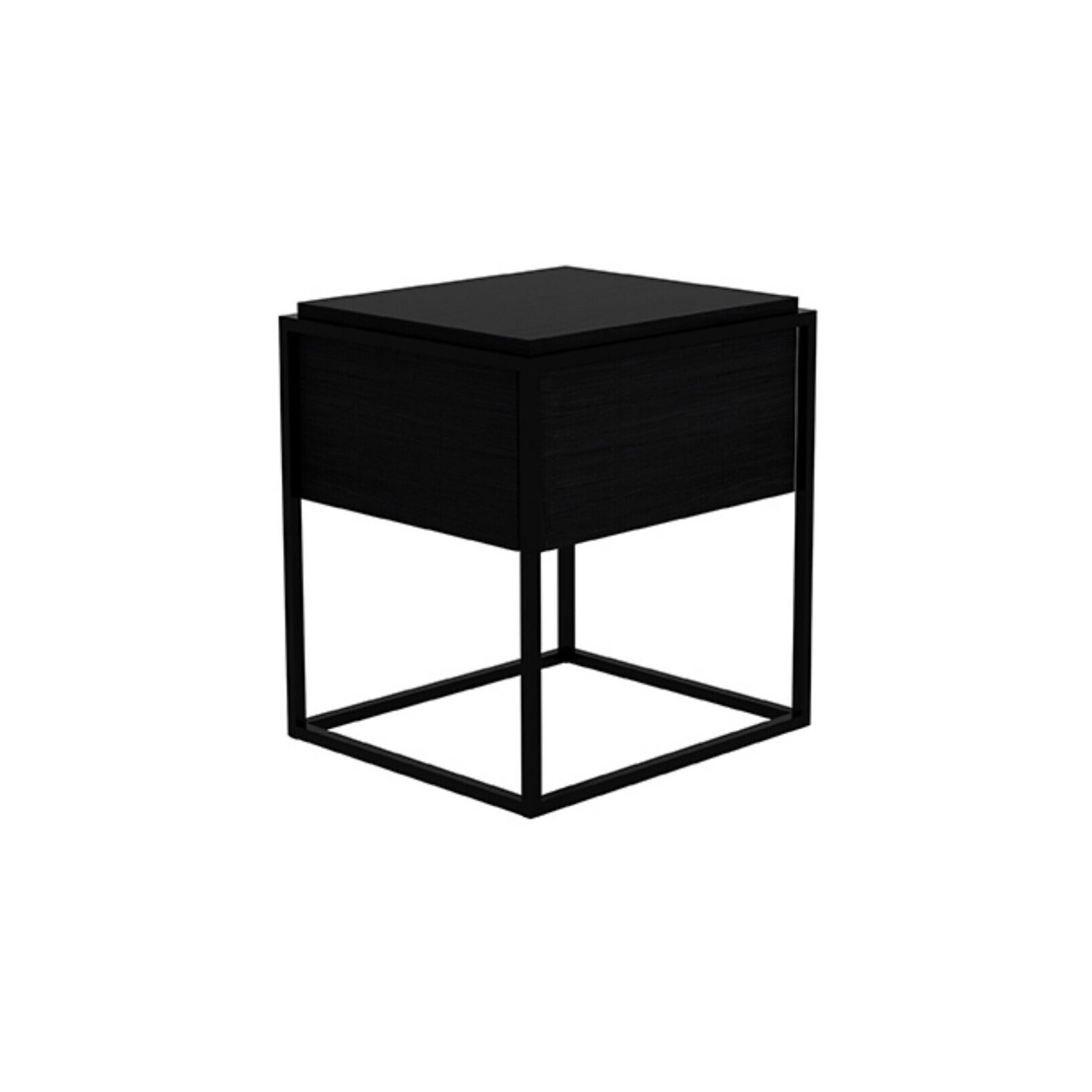 Monolit | Oak black bedside table - 1 drawer - black metal - varnished