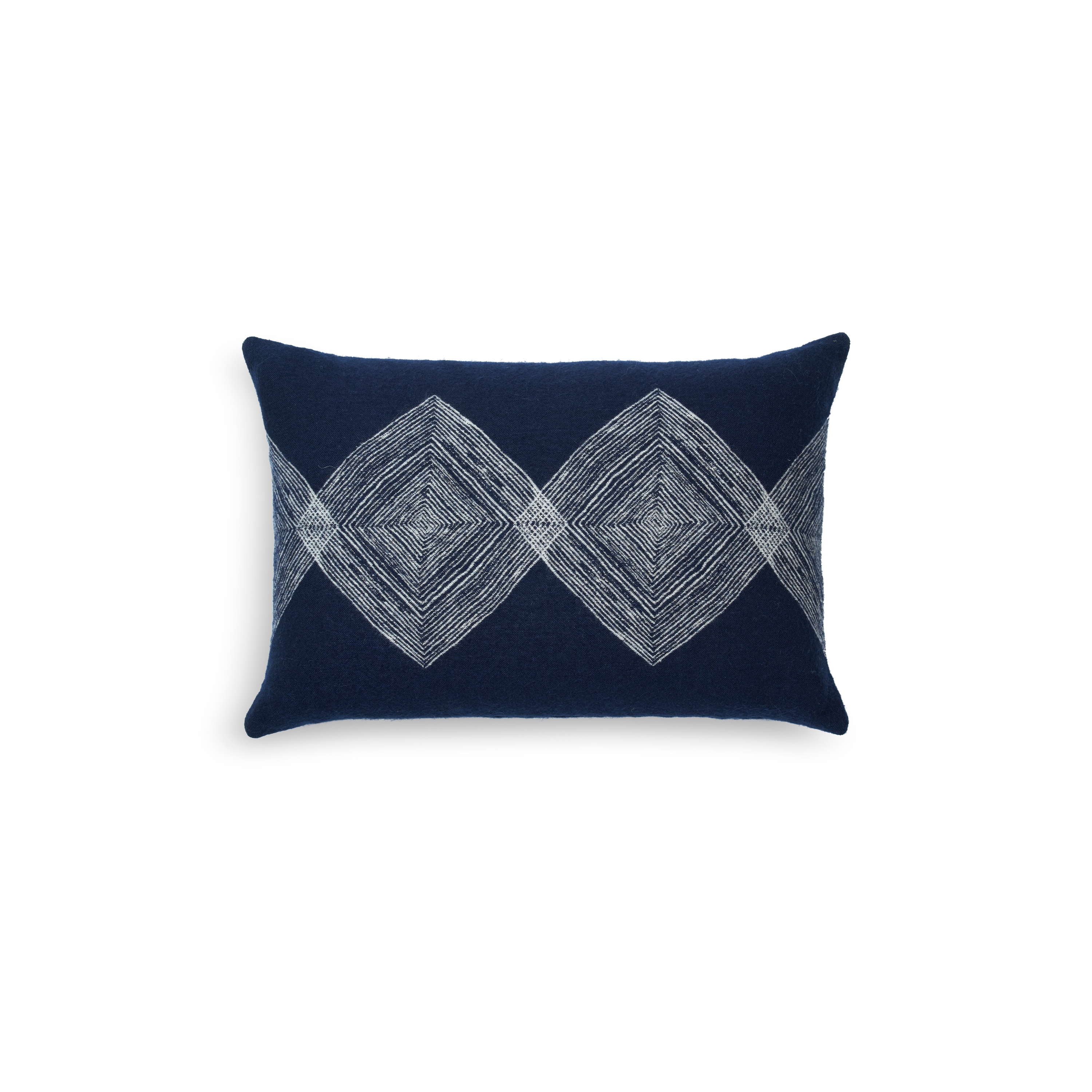 Display product Mystic Ink collection | Navy Linear Diamonds cushion - lumbar from manufacturer Ethnicraft